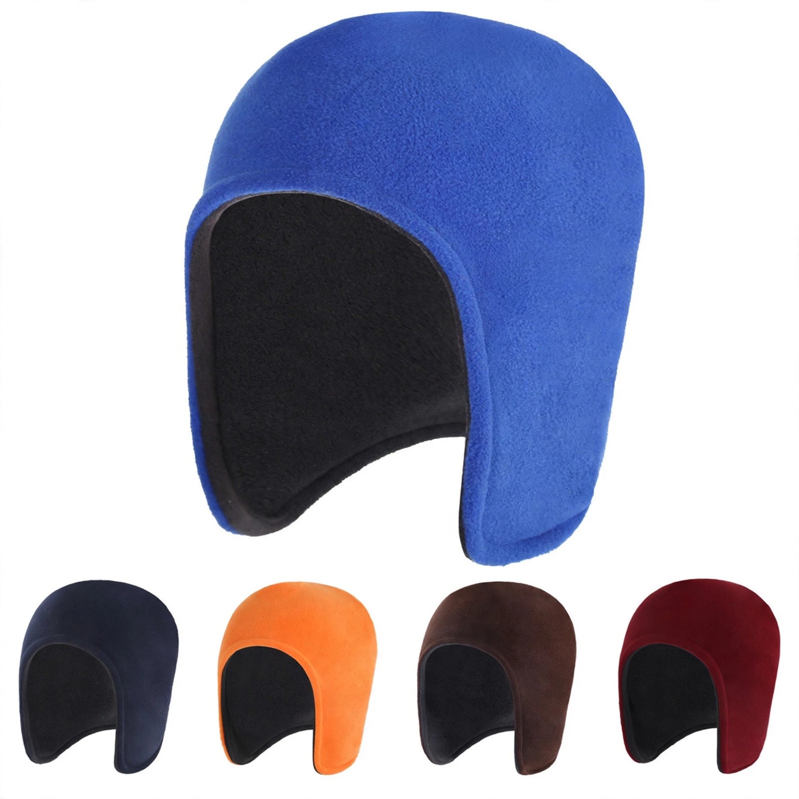 Fleece Winter Hat With Ear Flaps - Black