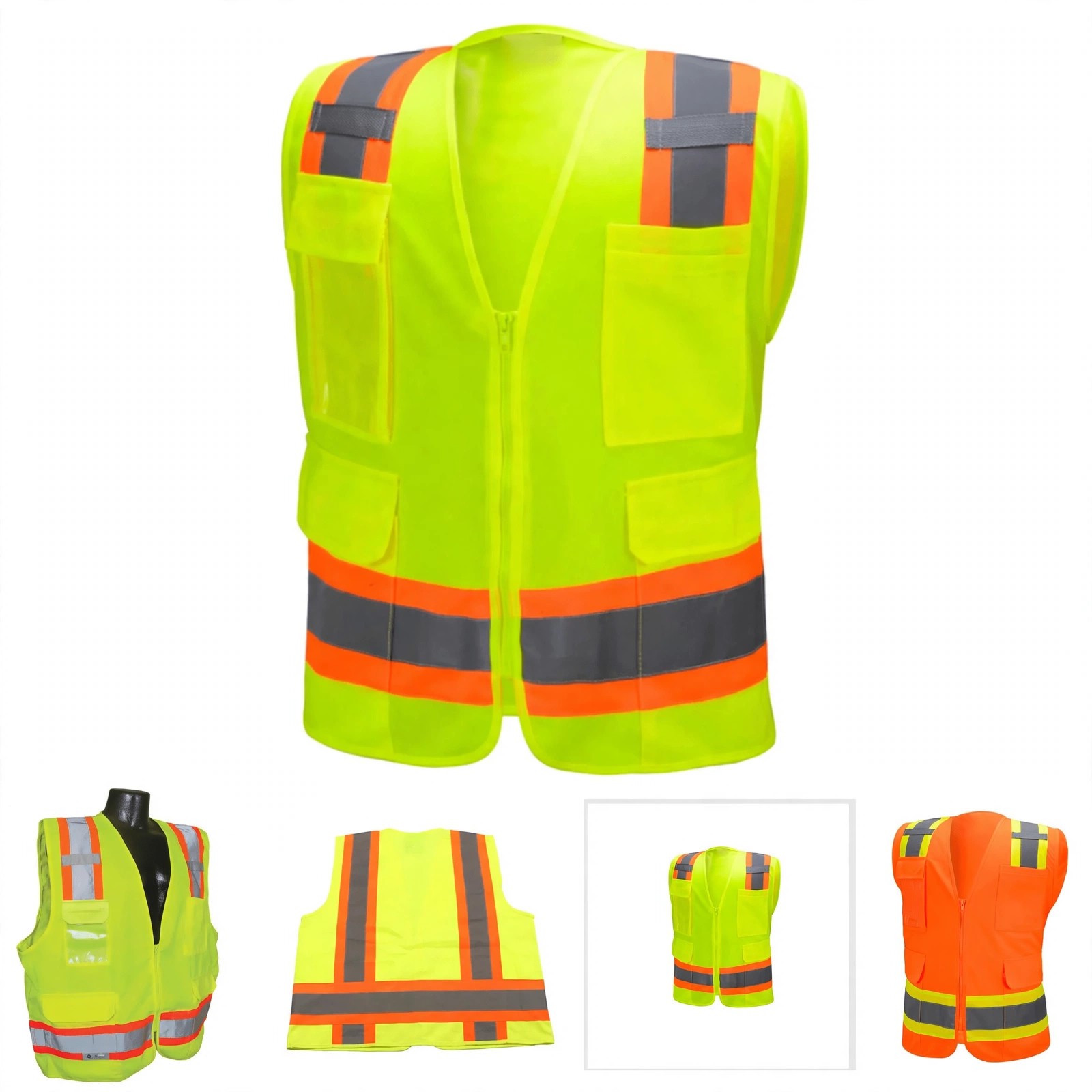 Polyester Safety Vest With Wide Reflective Strips