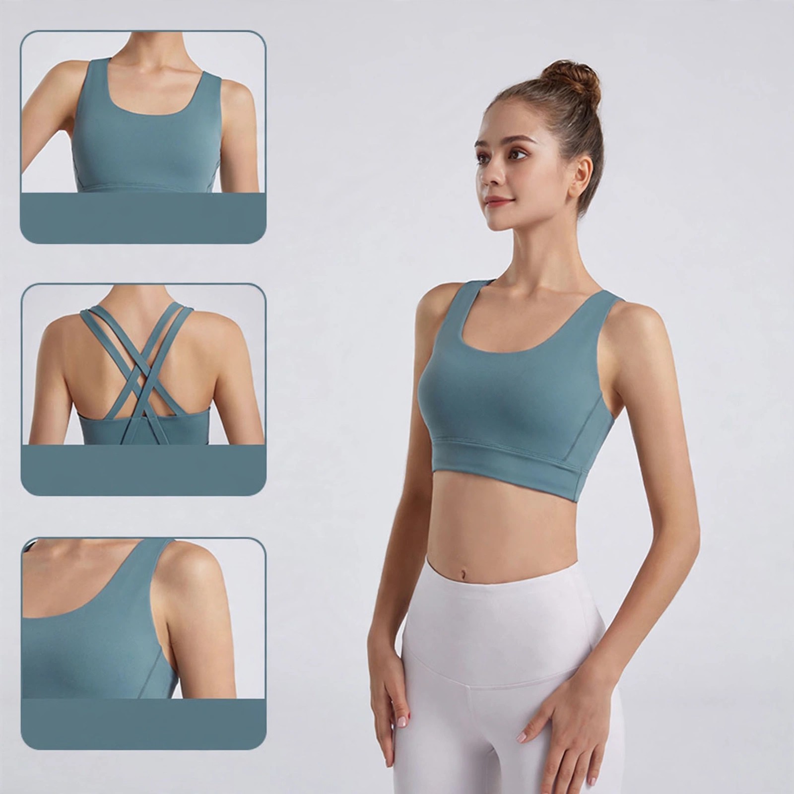 Cotton Spandex Sports Bra With Removable Pads