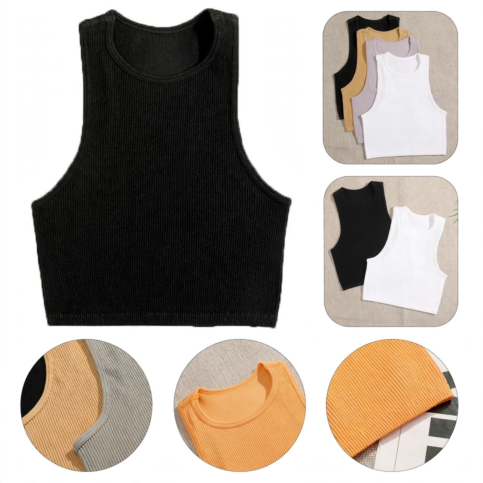 Women's Ribbed Halter Crop Top