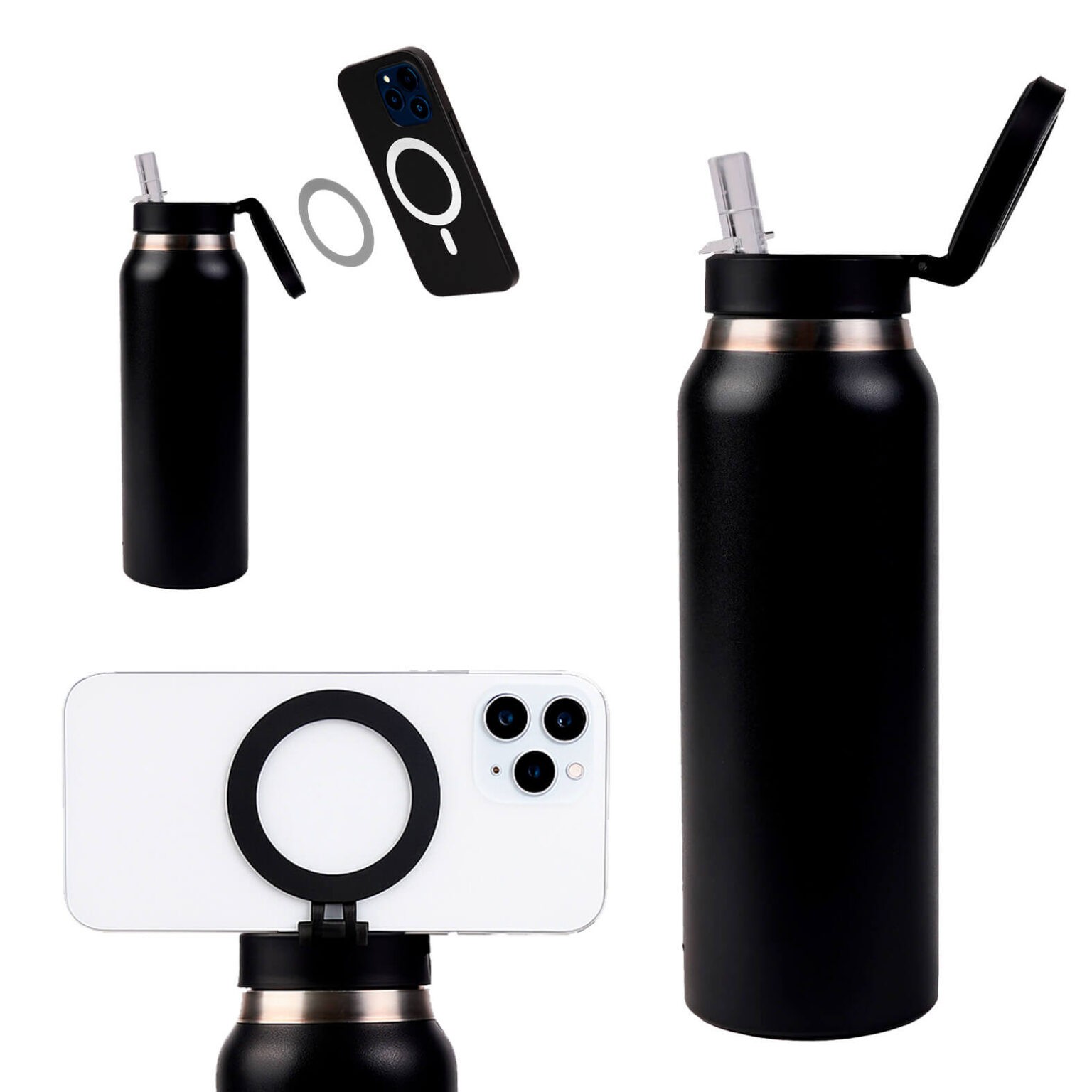 24 Oz. Insulated Water Bottle With Magnetic Phone Mount