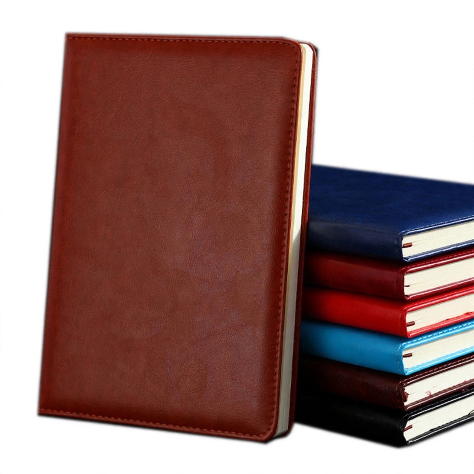 100-Sheet Faux Leather Ruled Notebook