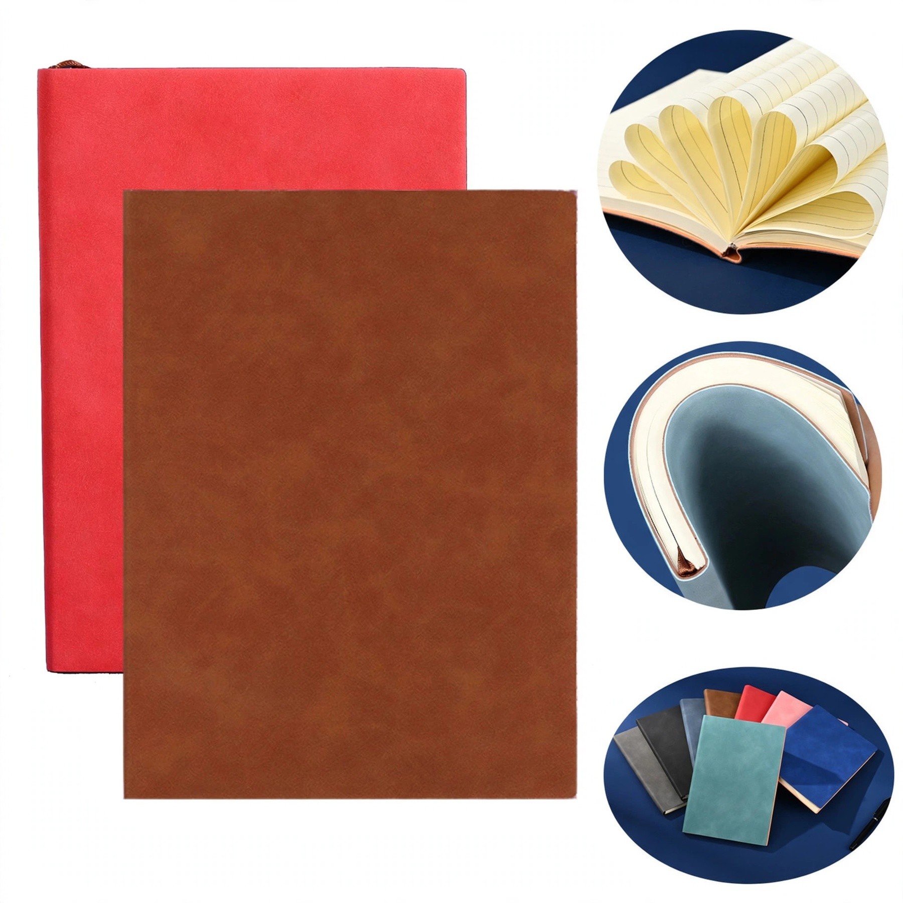 80-Sheet Faux Leather Ruled Notebook