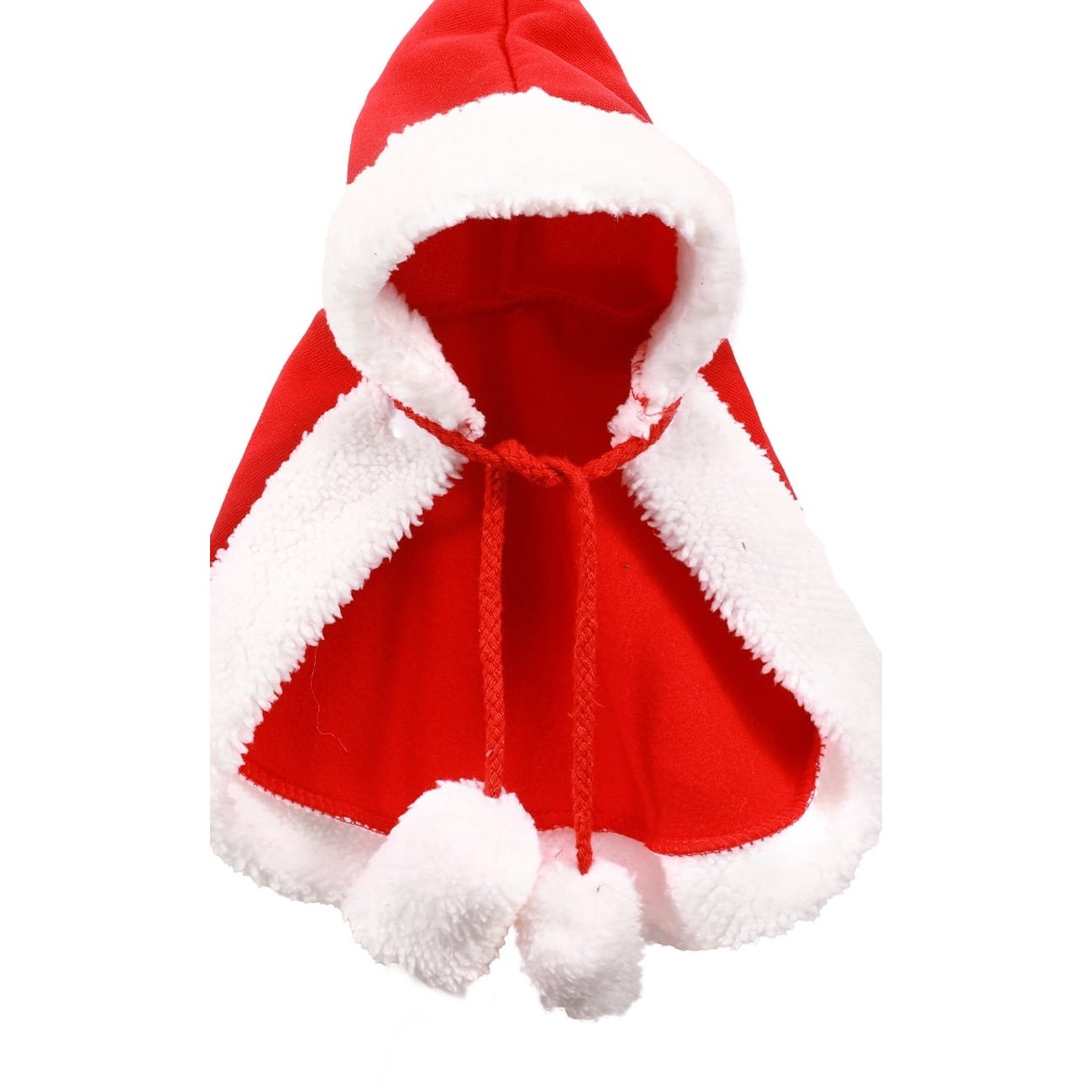 Christmas Pet Hooded Cape With Pom-Pom Ties