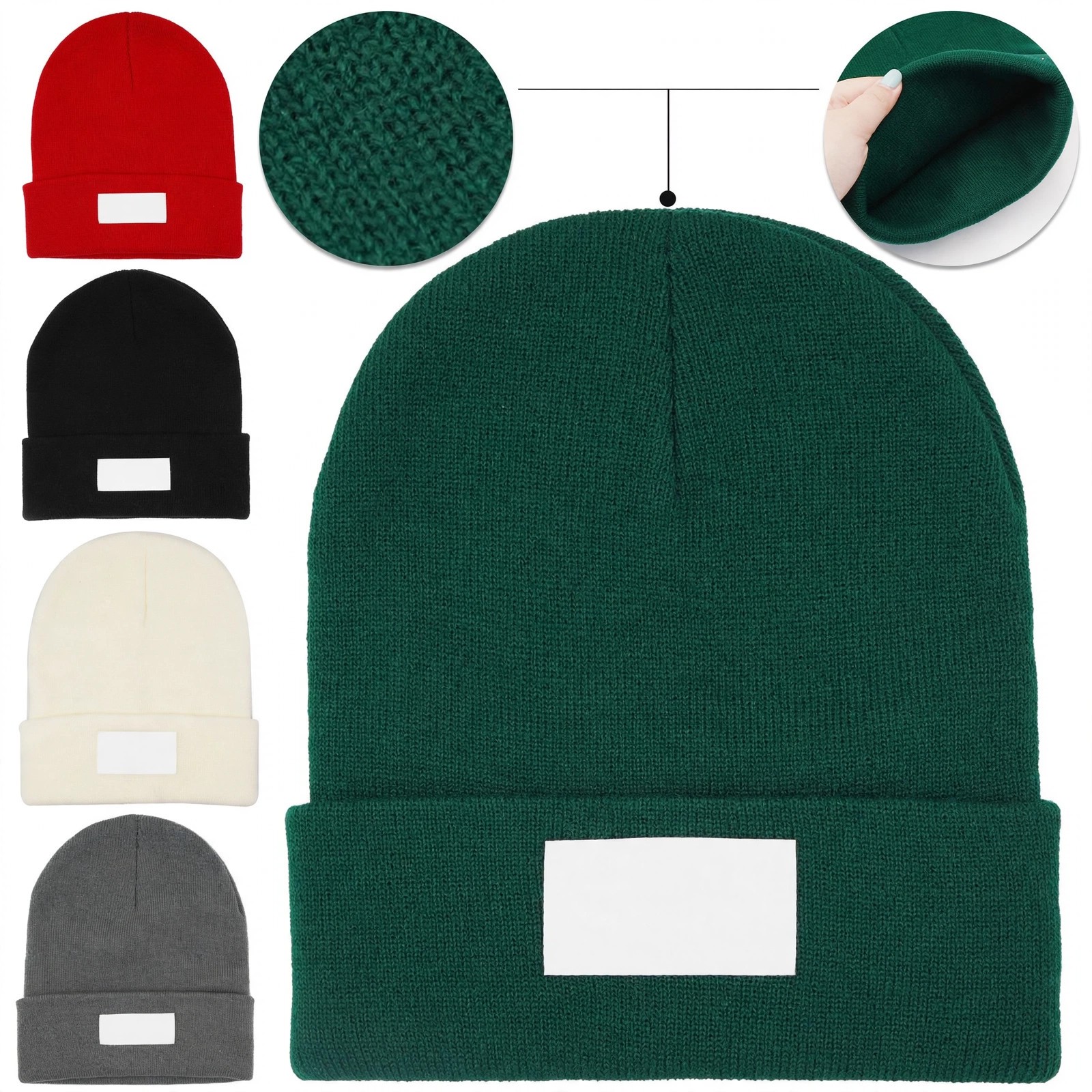 Double-Layer Rib Knit Cuffed Beanie