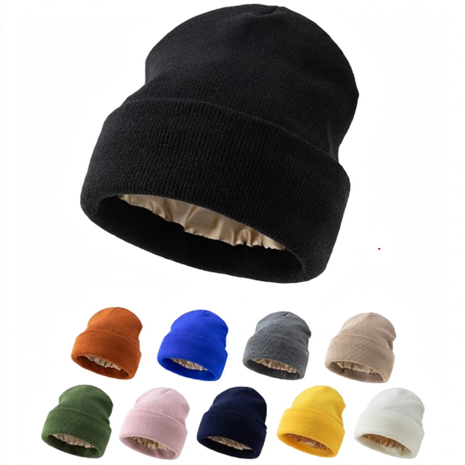 Satin-Lined Acrylic Knit Beanie