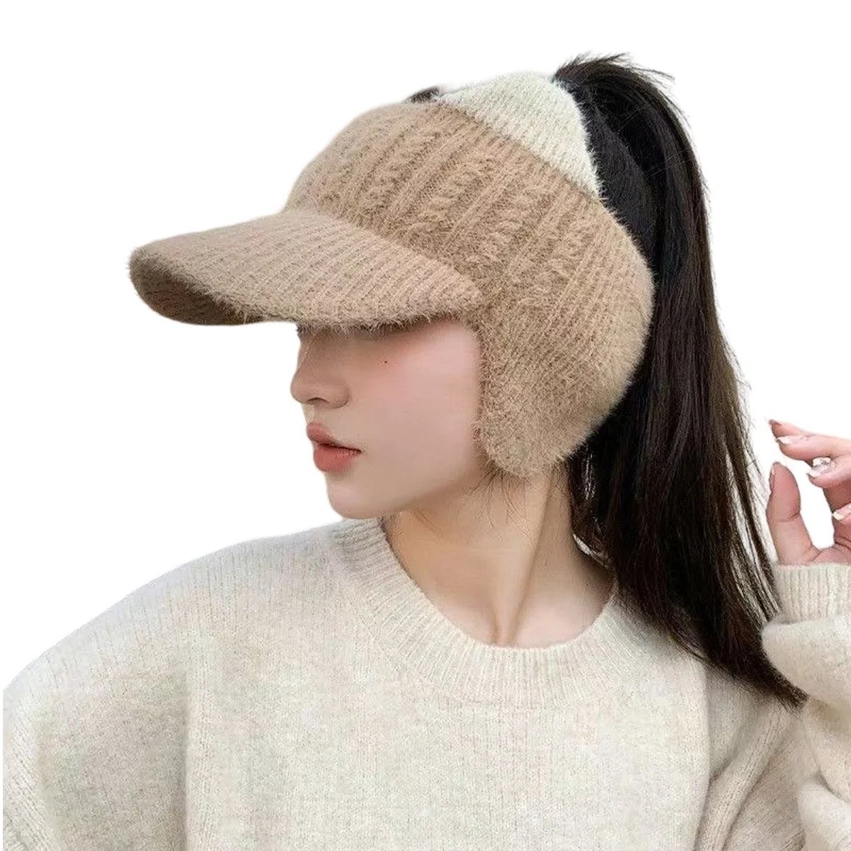 Open-Top Ponytail Winter Baseball Cap