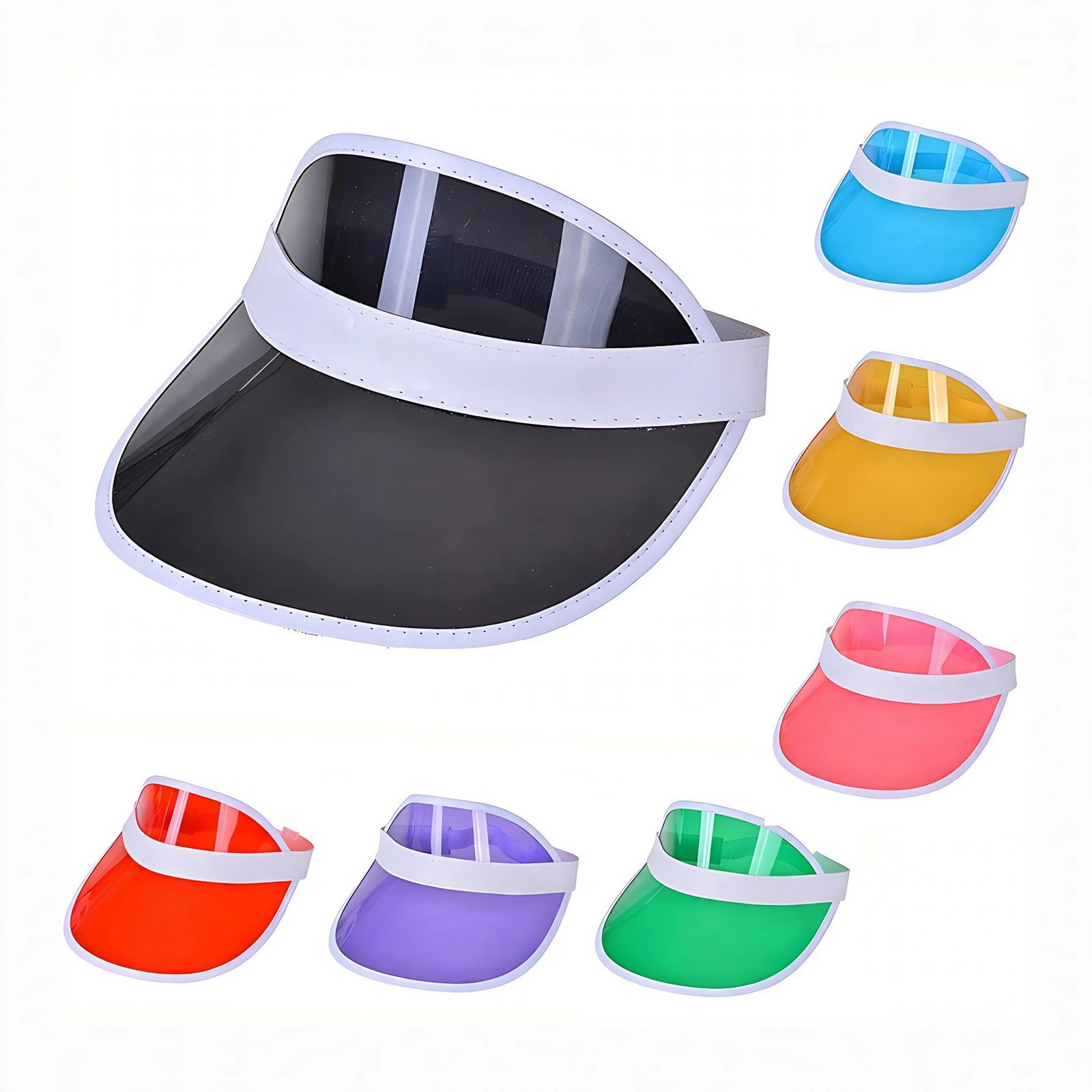 Tinted PVC Sun Visor With Elastic Strap