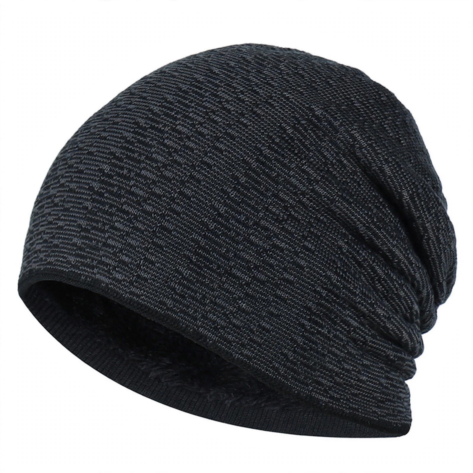 Fleece-Lined Slouchy Knit Beanie