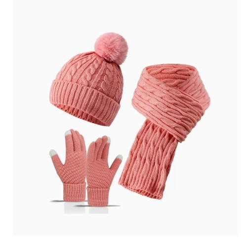 Fleece-Lined Beanie, Scarf and Touchscreen Glove Set