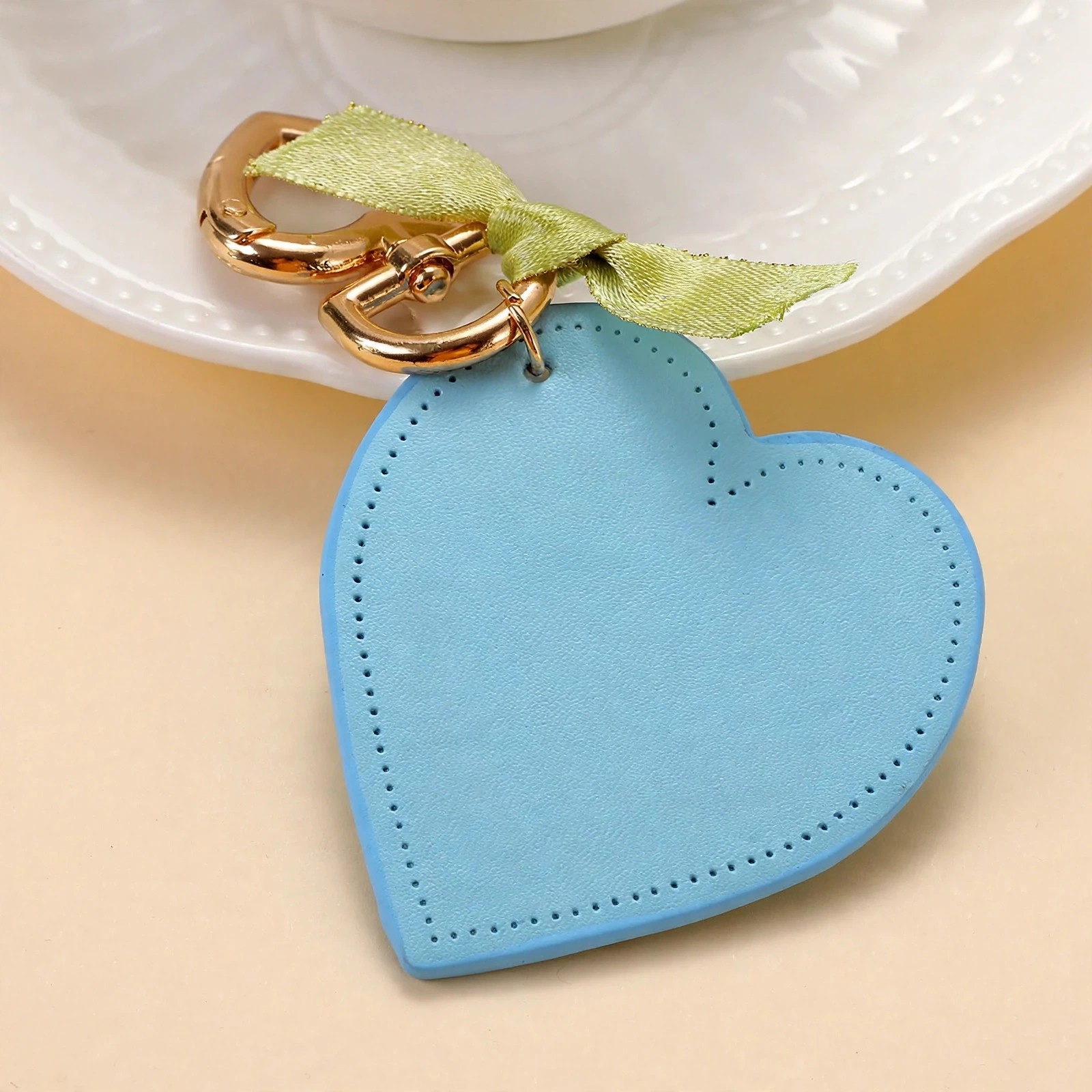 PU Leather Heart Keychain - Black