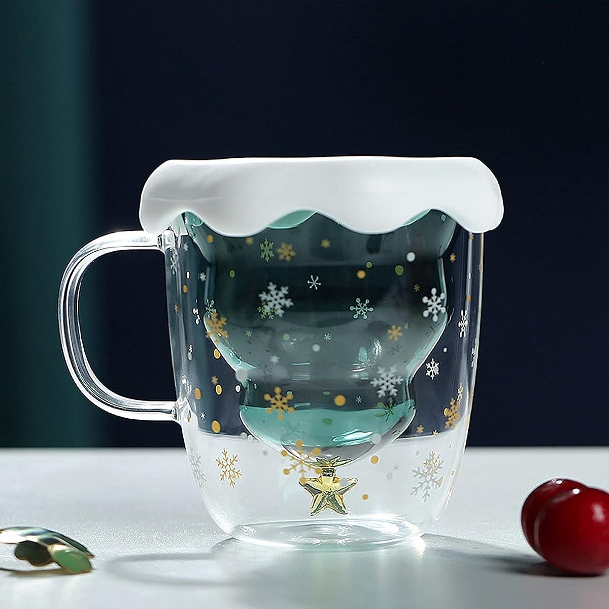3D Christmas Glass Coffee Mug