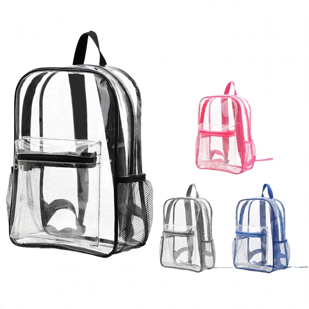 9.5" x 12" Clear PVC Backpack With Mesh Pouches