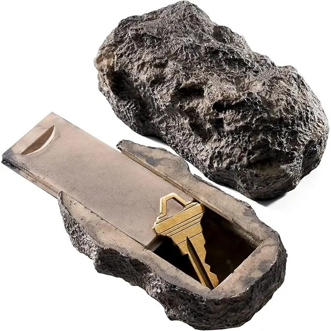 Long Fake Rock Spare Key Hider