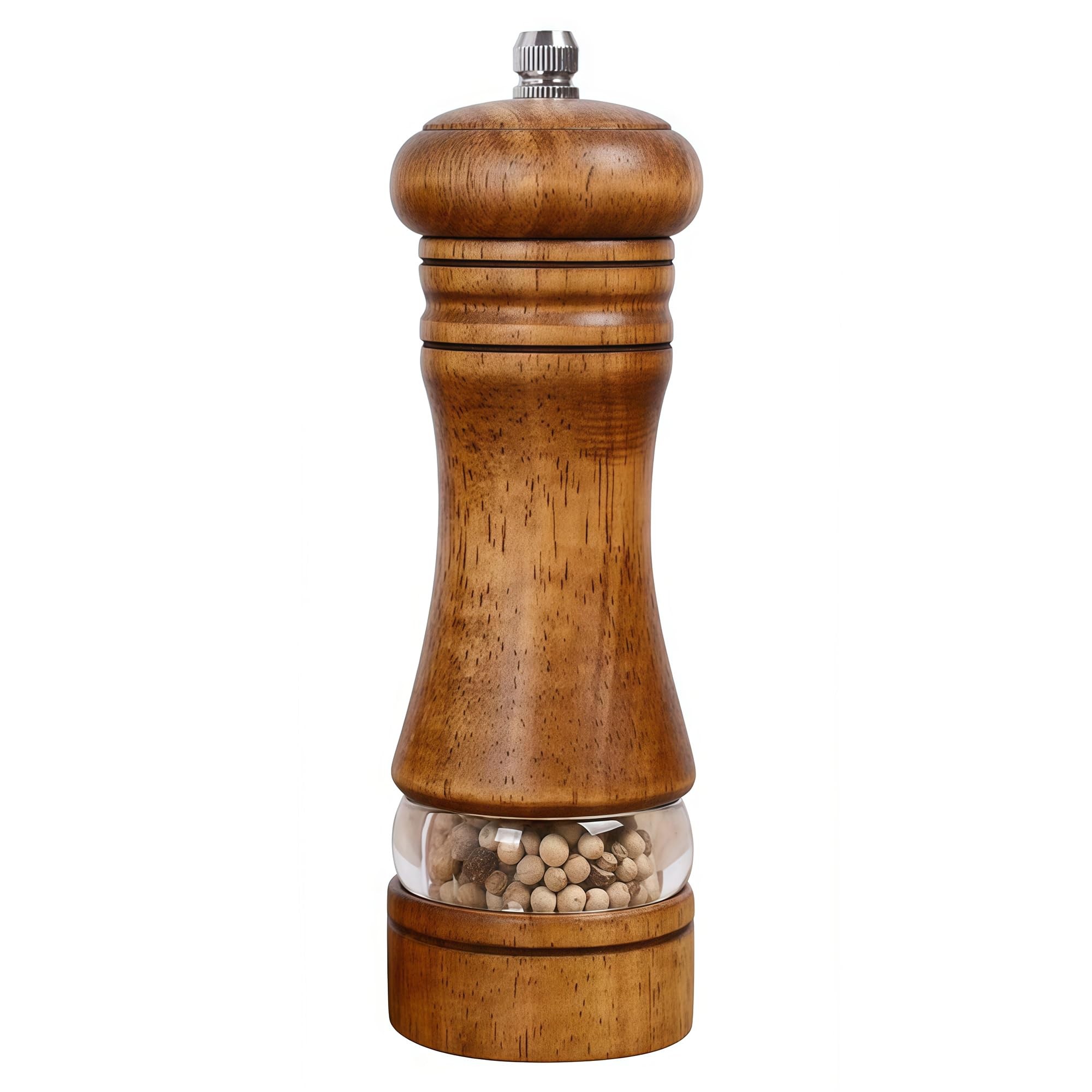 Wood Pepper Grinder With Clear Spice Window