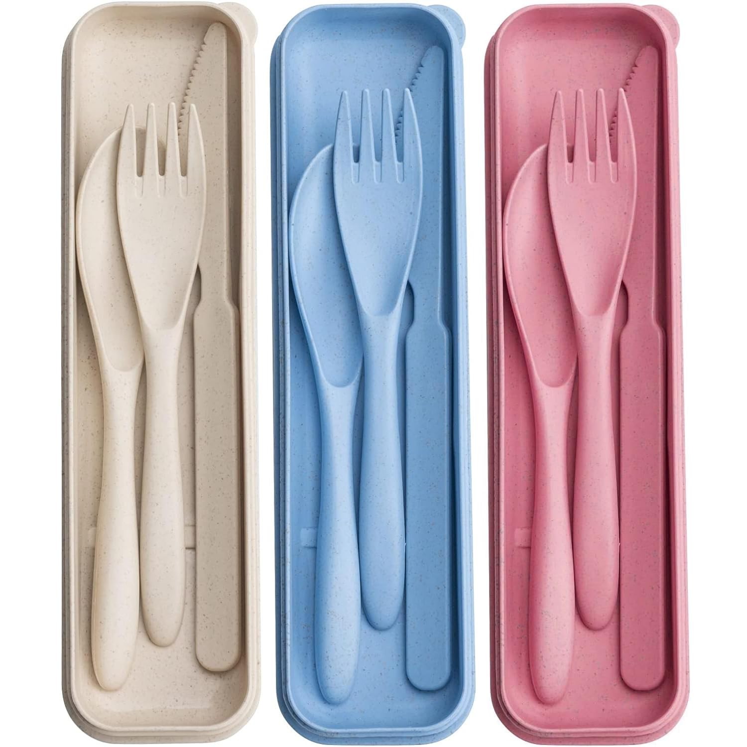 3-Piece Wheat Straw Utensil Set With Case