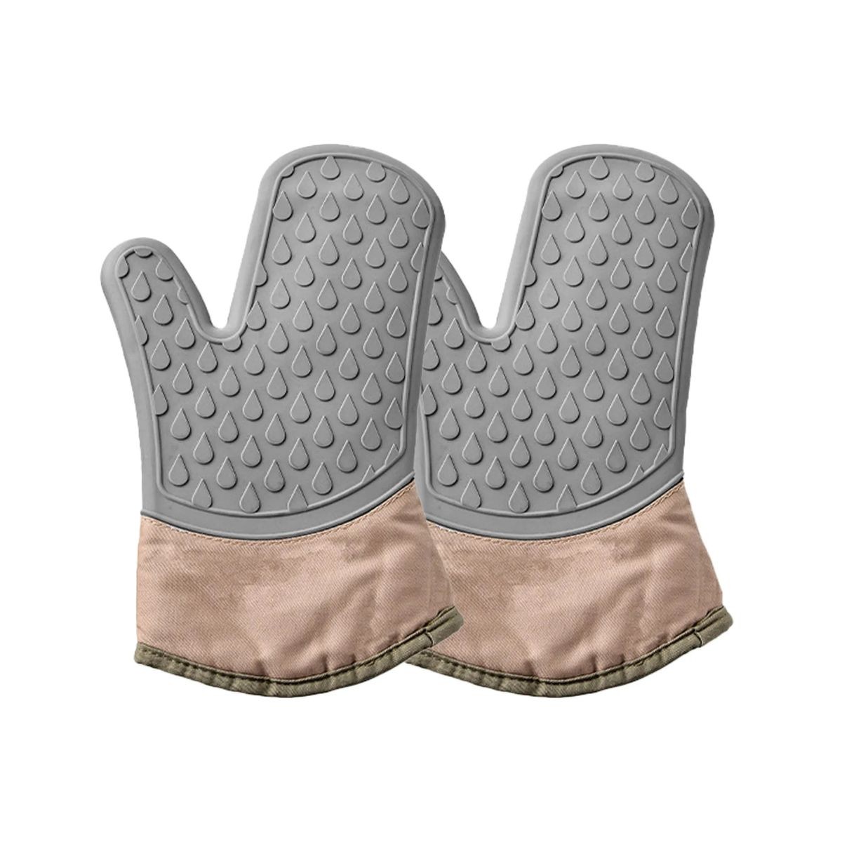 Silicone Oven Mitt Set With Cotton Terry Lining