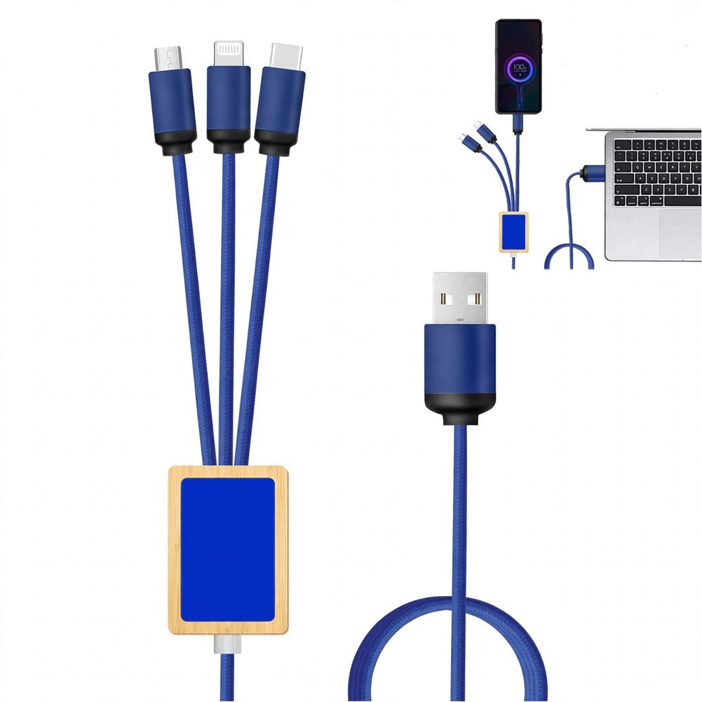 3-in-1 USB Charging Cable With Aluminum Connectors