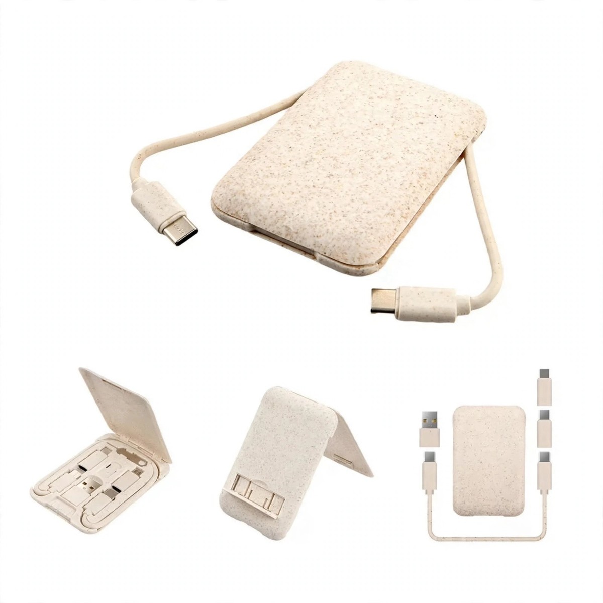 Wheat Straw Charging Cable Kit With Phone Stand