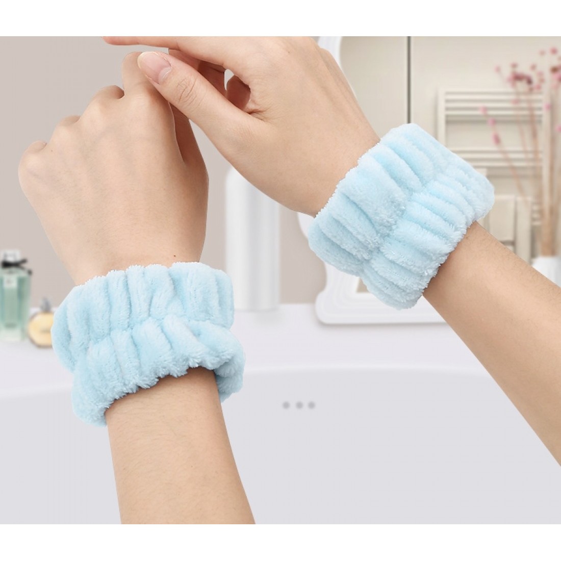 Triple-Elastic Coral Fleece Face Washing Wristbands