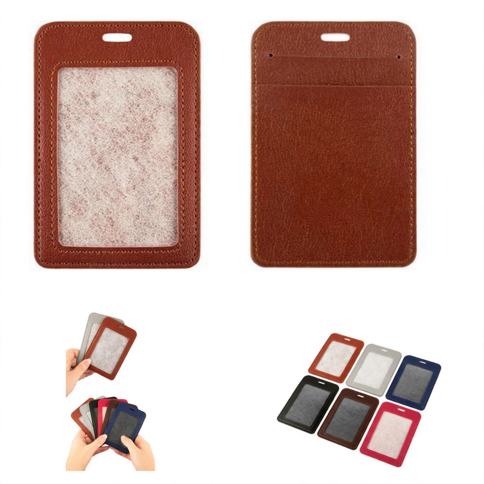 Stainless Steel and PU Leather ID Badge Holder