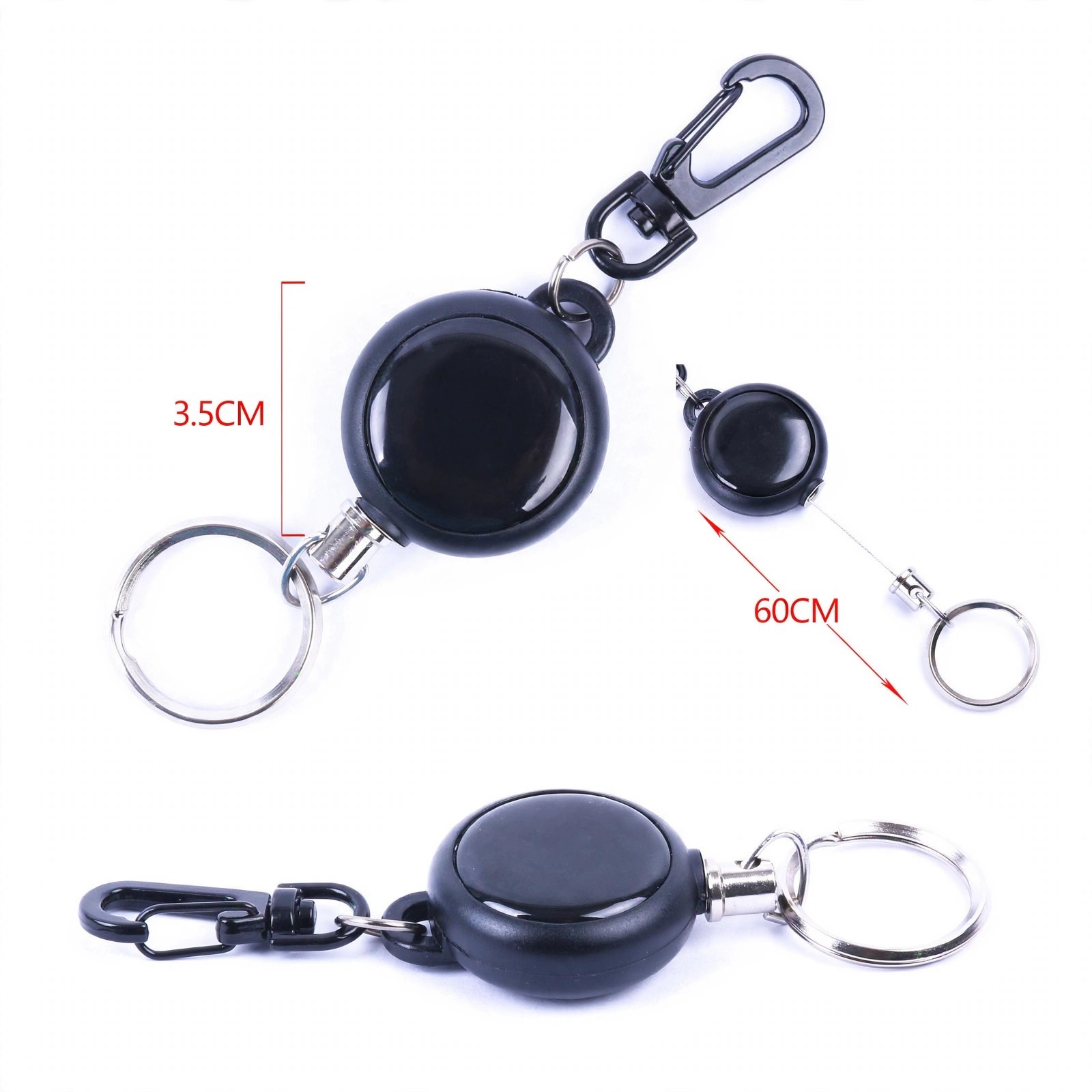 Retractable Steel Cable Carabiner Clip