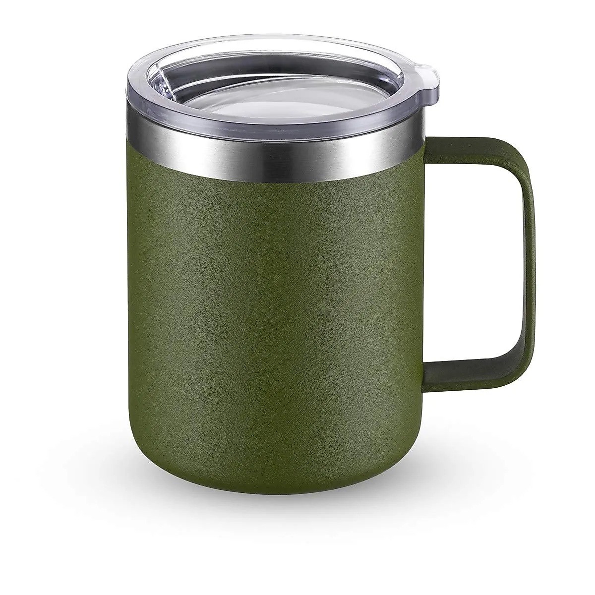 12 Oz. Stainless Steel Coffee Cup With Pop-Up Lid