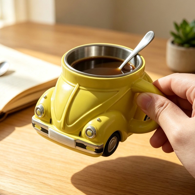 Vintage Car-Shaped Ceramic Coffee Mug