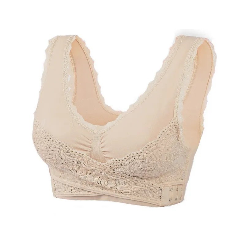 Front-Cross Lace Wireless Sports Bra