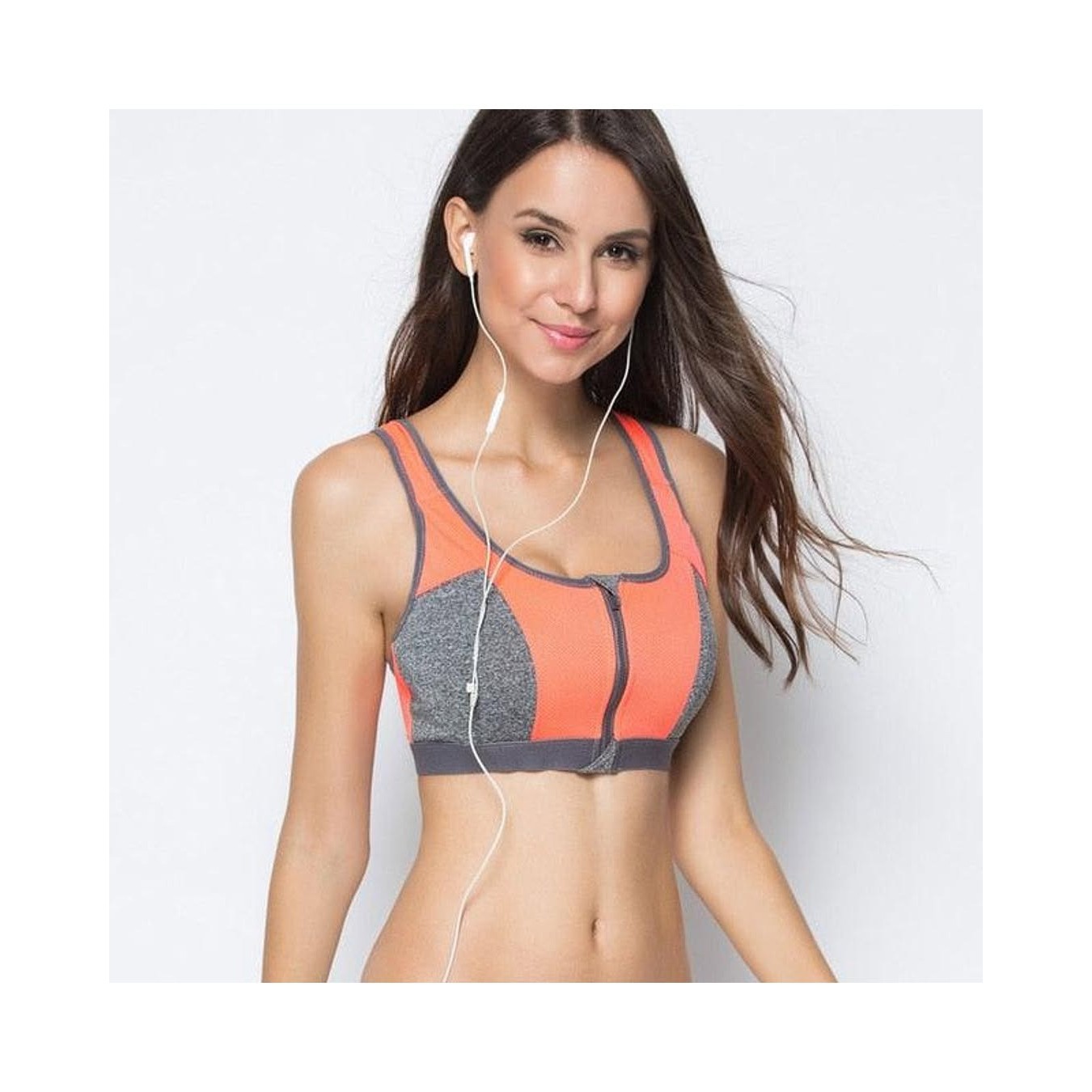 Front-Zip Double-Layer Cup Sports Bra
