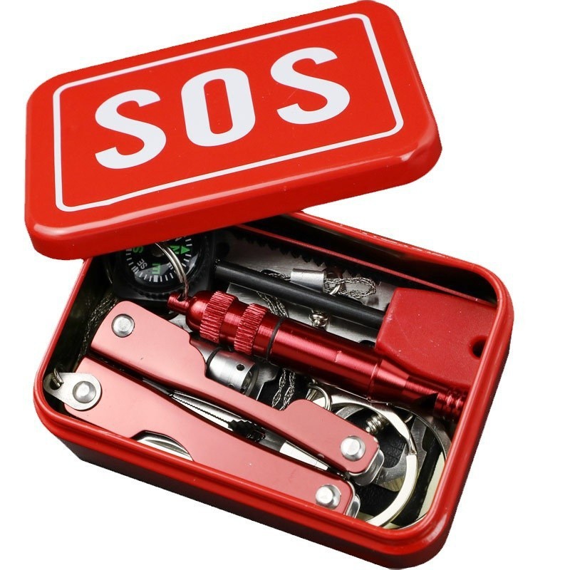 Emergency Survival Kit With Folding Multi-Tool