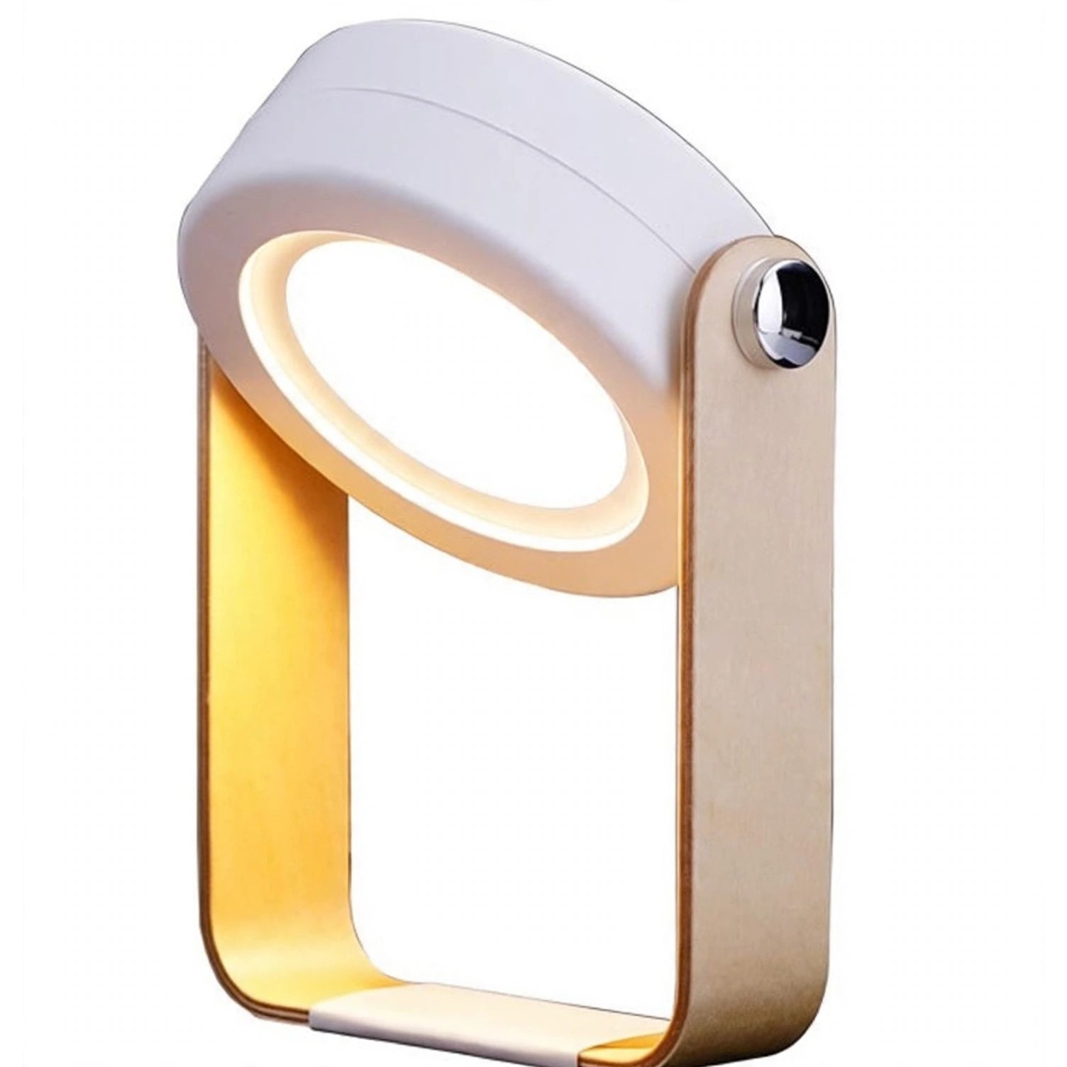Rechargeable Cordless Lamp With Folding Wood Handle