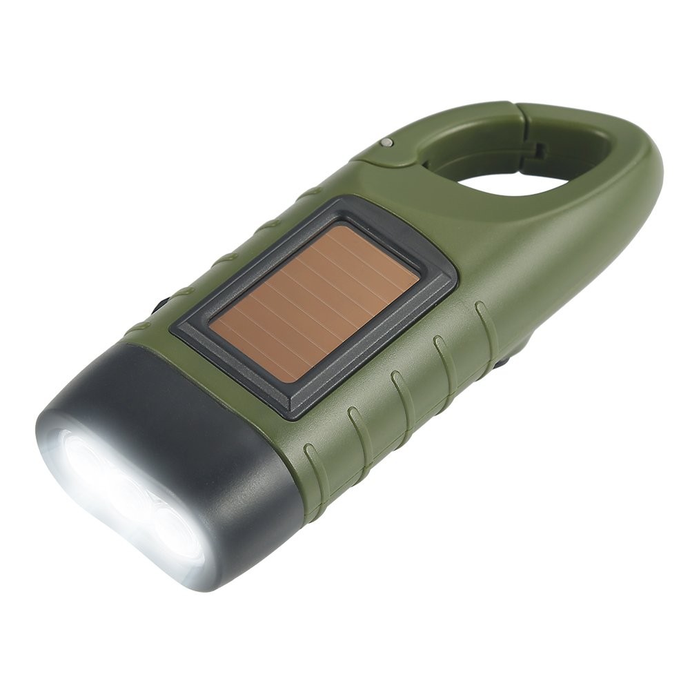 Hand Crank LED Flashlight With Carabiner