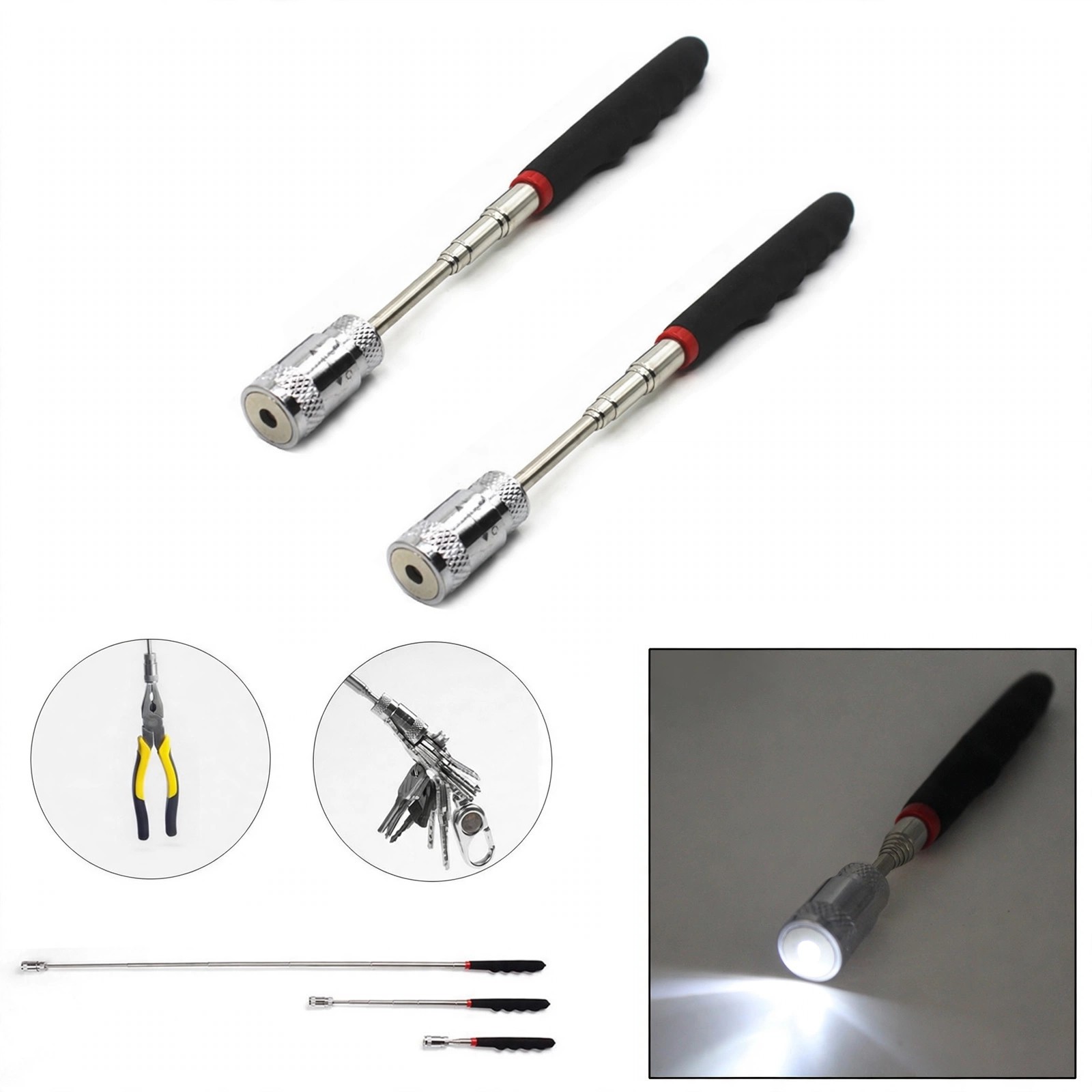 Telescoping Magnetic Pickup Tool With LED Light