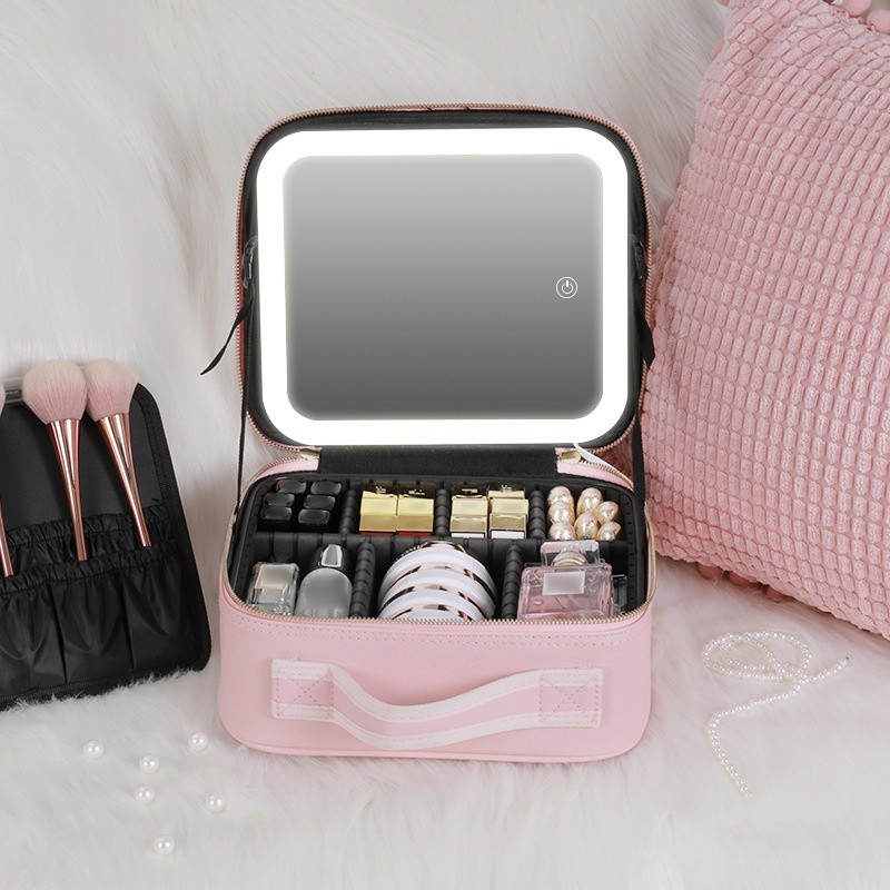 Makeup Case With Rechargeable LED Mirror