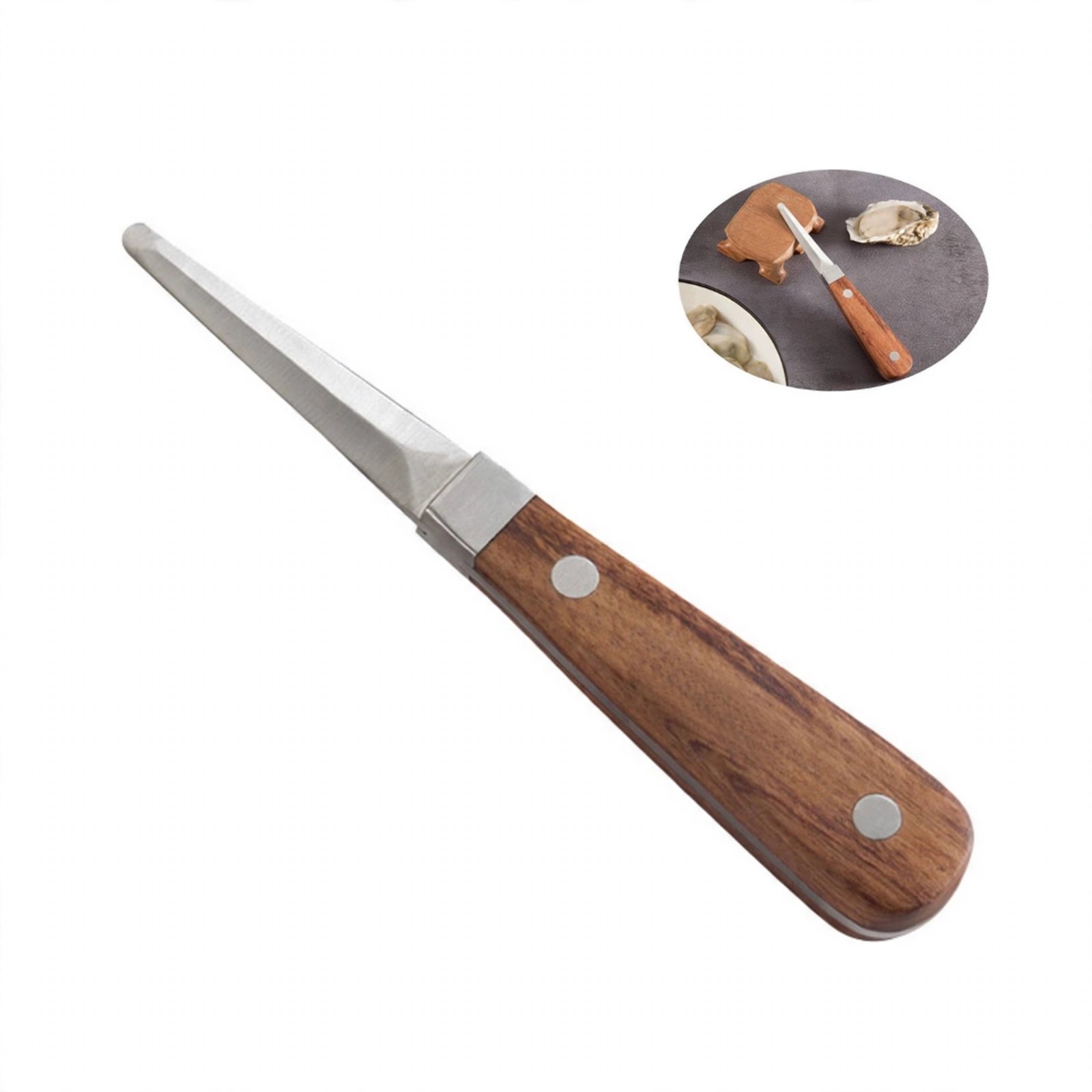Stainless Steel Oyster Knife With Wood Handle