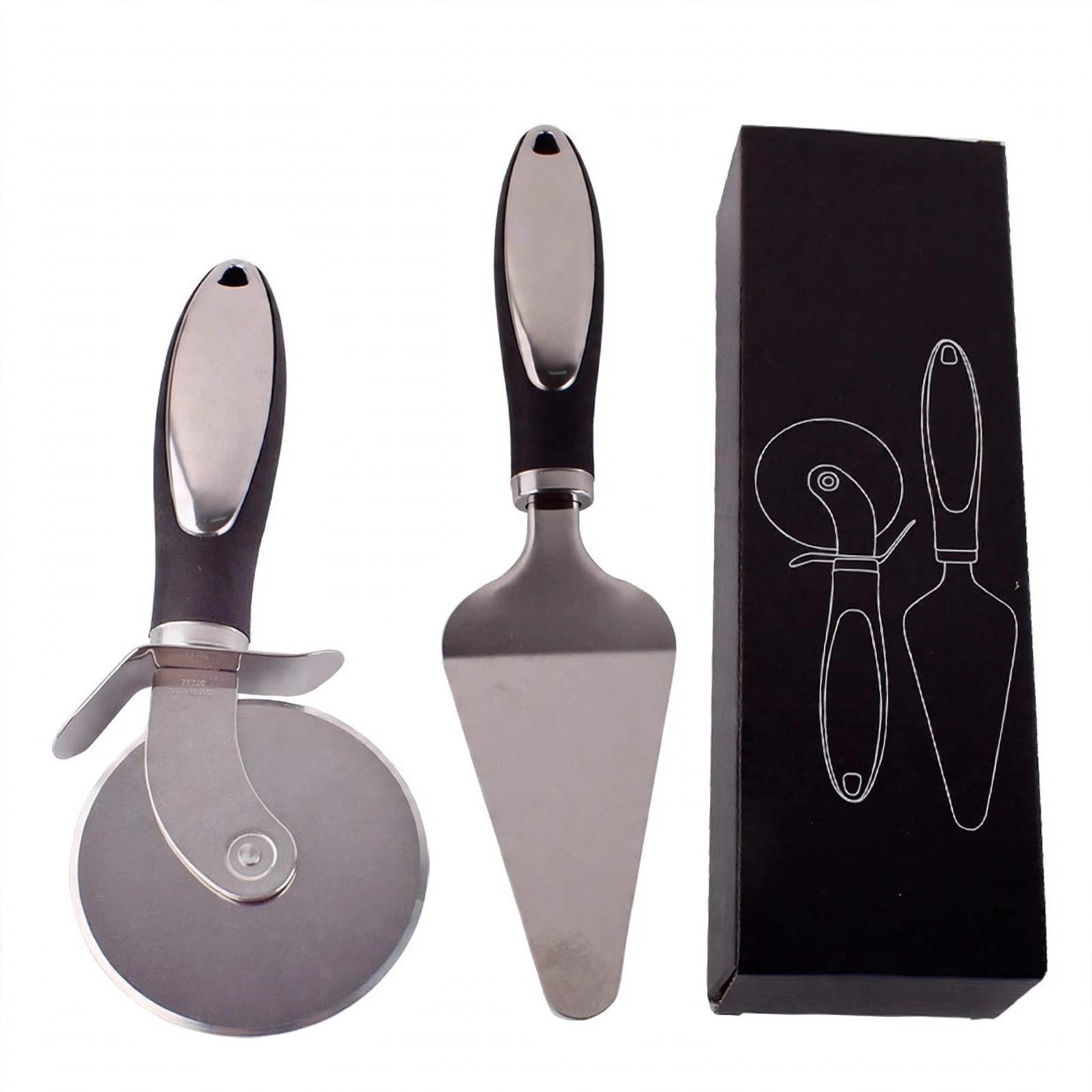 Stainless Steel Pizza Cutter and Server Set