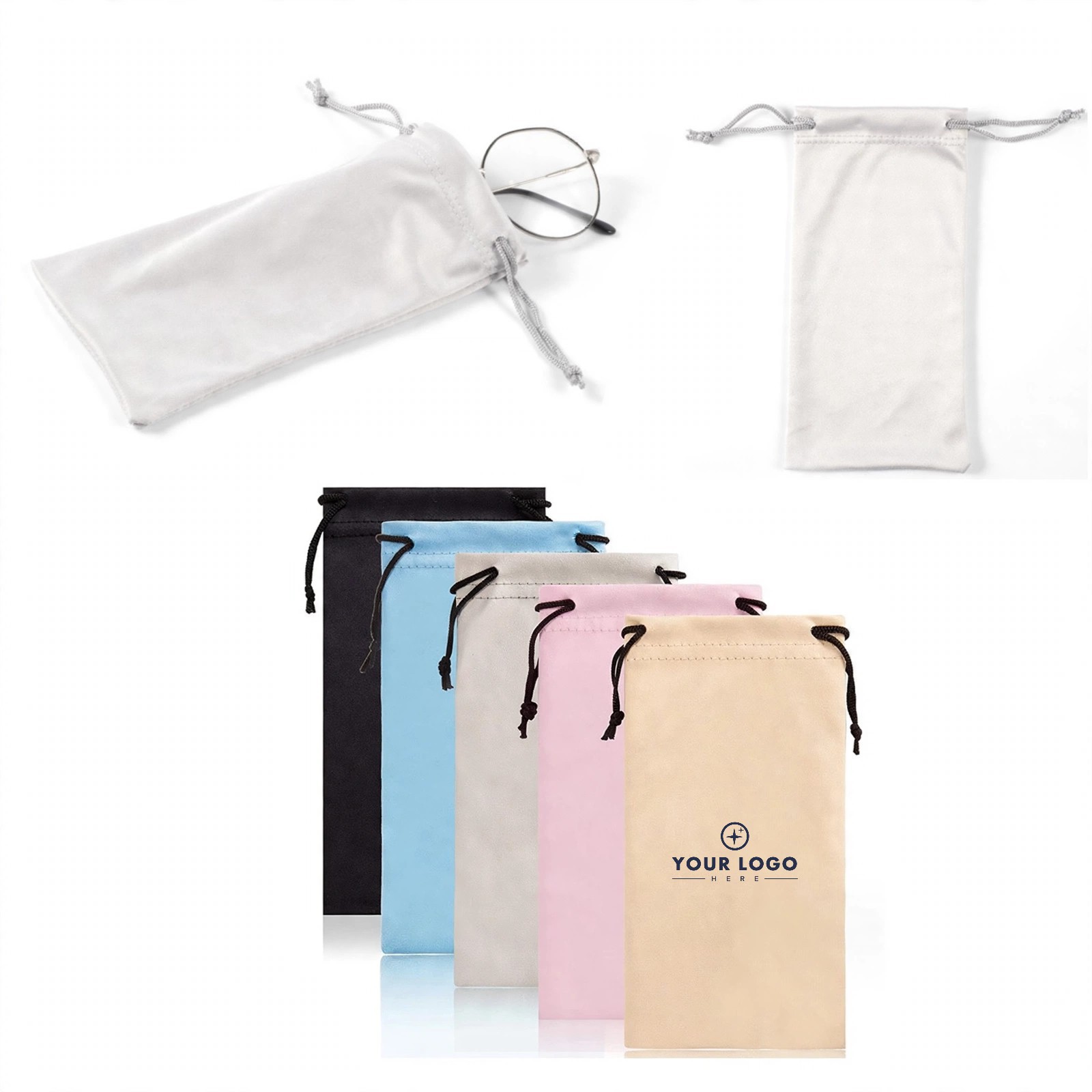 Slim Microfiber Drawstring Eyeglass Pouch