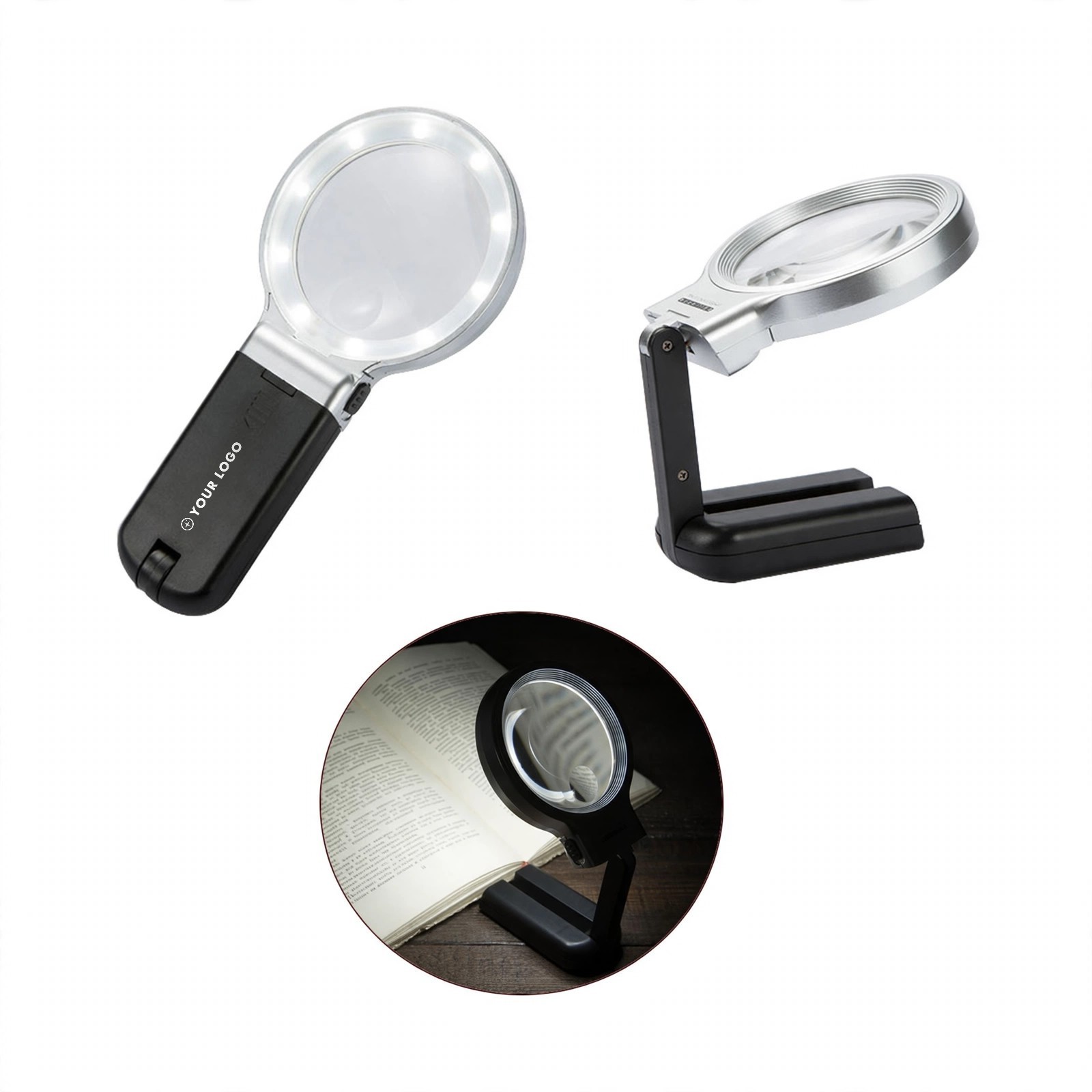 Foldable LED Handheld Magnifier With Stand