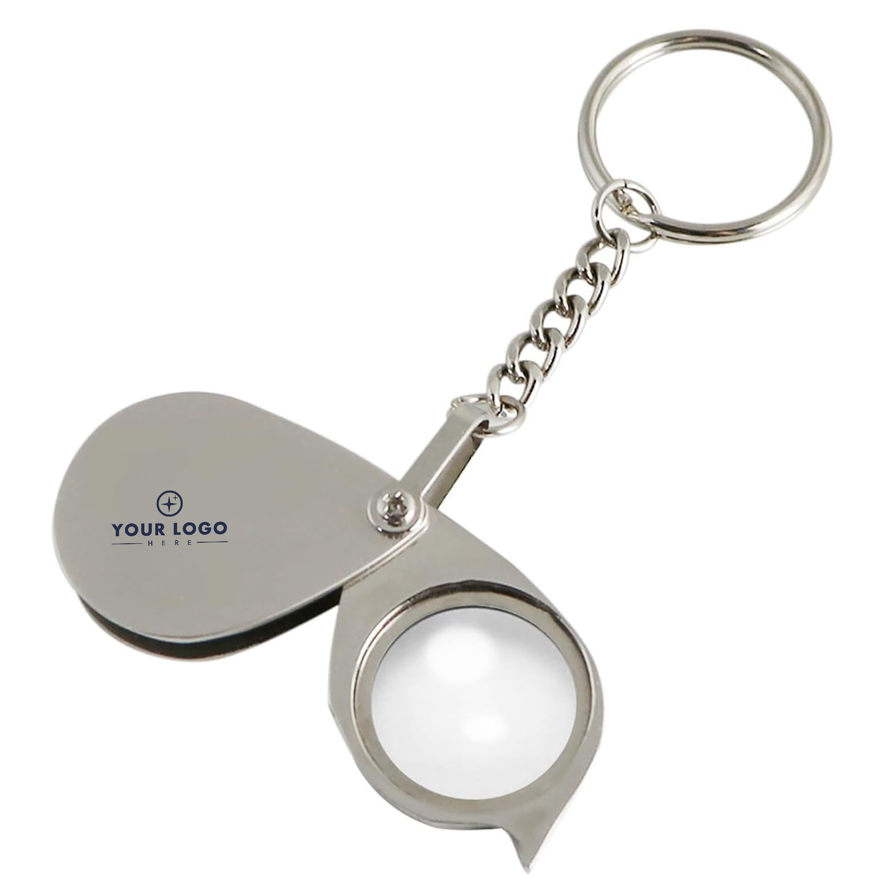10X Zinc Alloy Magnifier Key Chain With Swivel Cover