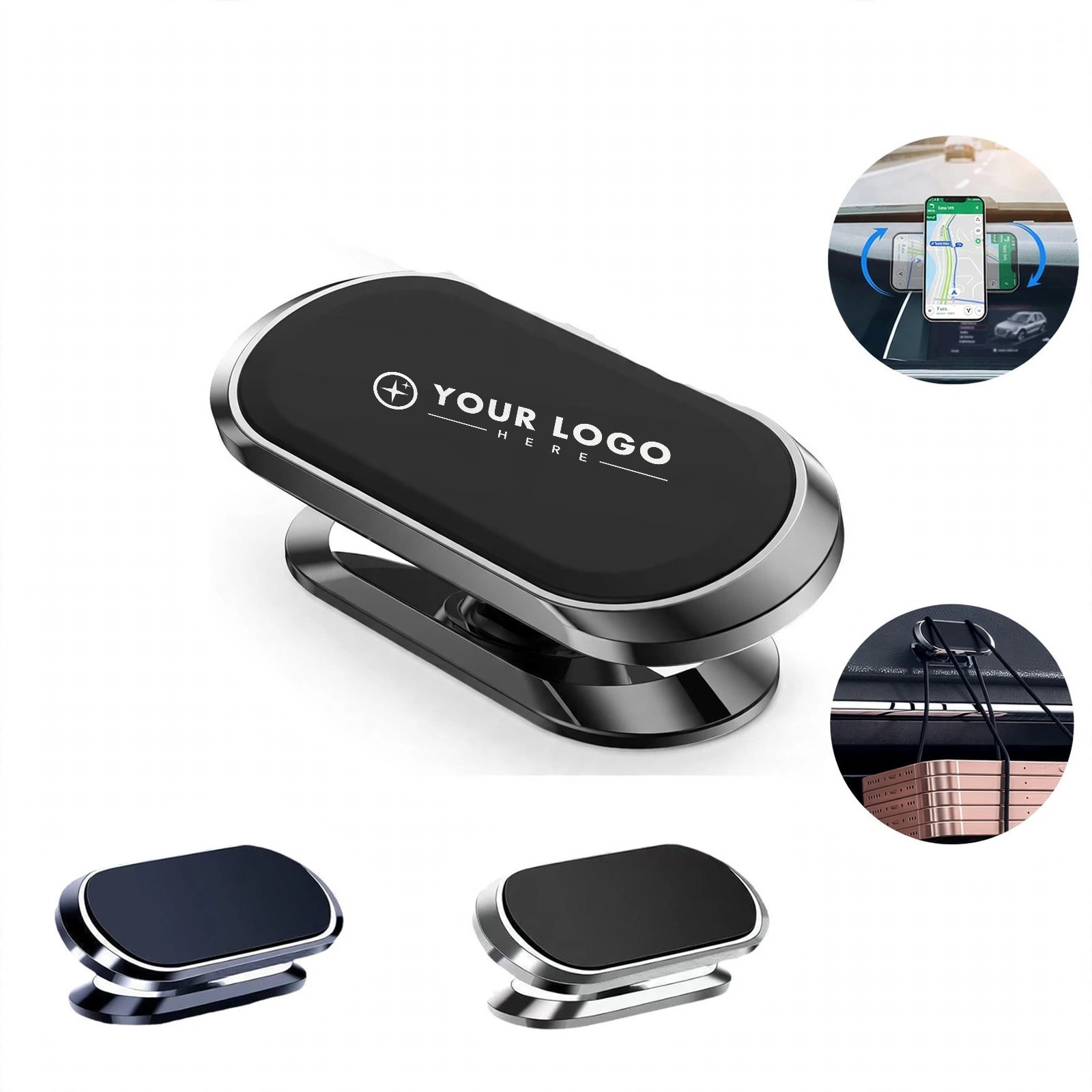 Slim Metal Magnetic Phone Mount With Adhesive Base