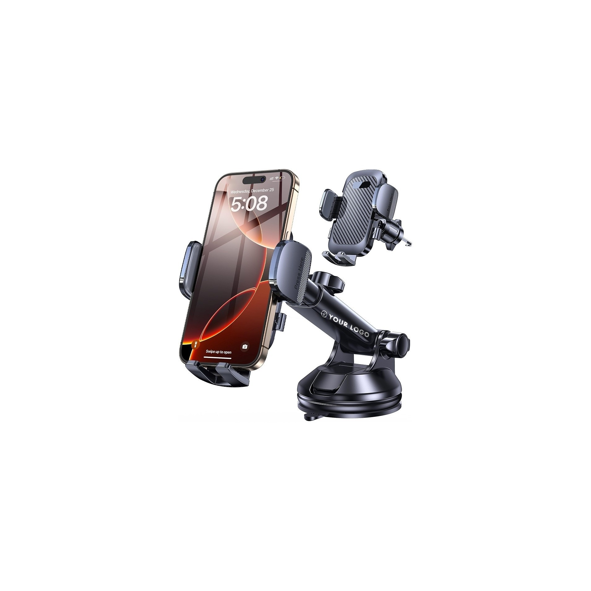 Dashboard Car Phone Holder With Retractable Clips