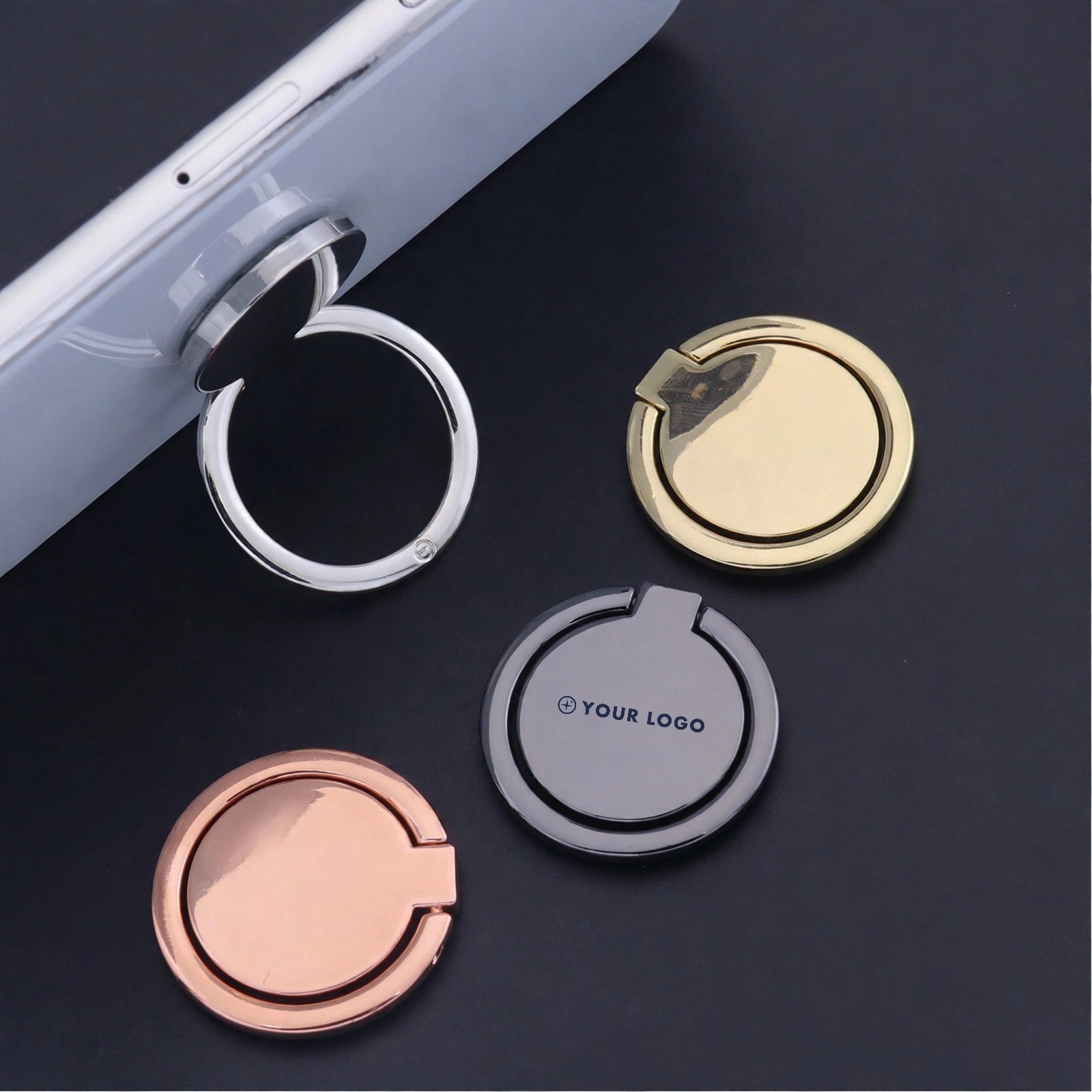 Rotating Metal Phone Ring Grip and Stand