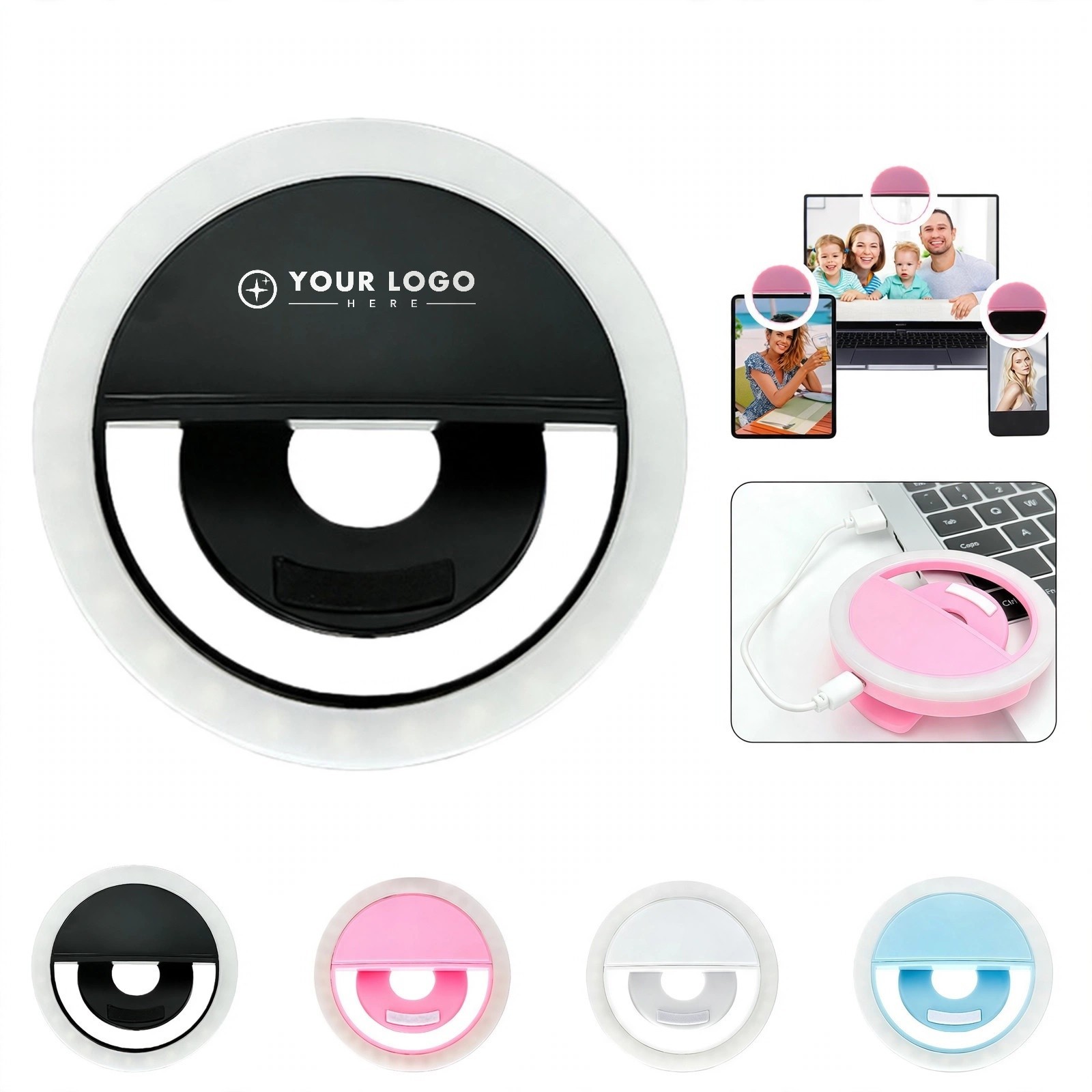 Rechargeable Clip-On Selfie Light With 3 Light Modes