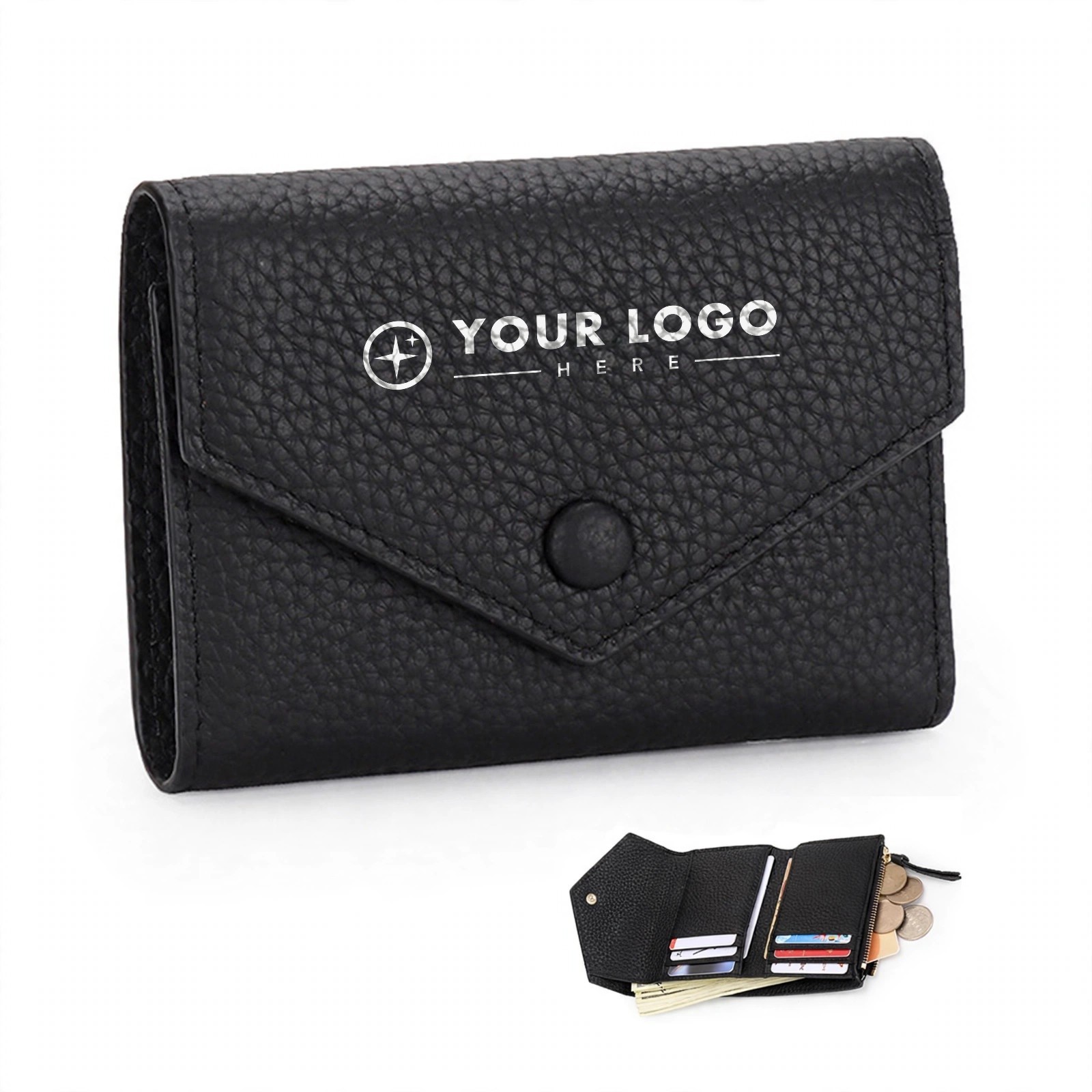 Compact Genuine Leather Card and Coin Wallet