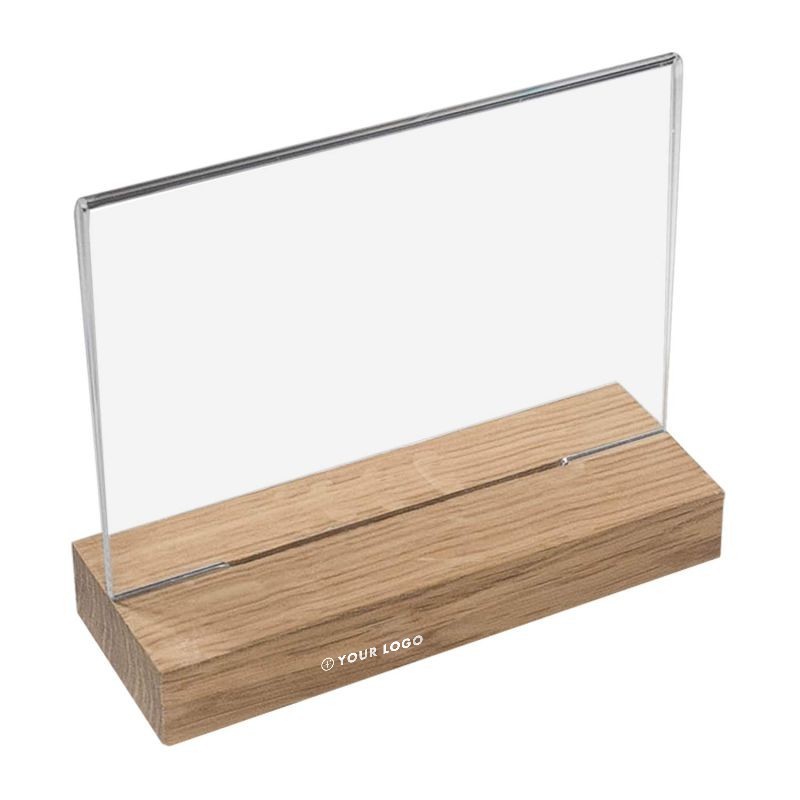 Acrylic Menu and Sign Holder With Wood Base