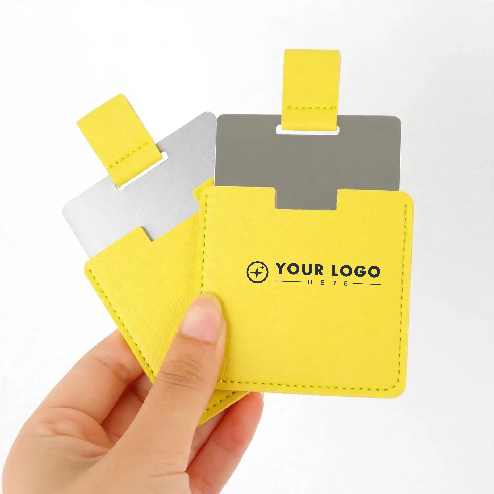 Stainless Steel Card Mirror With PU Sleeve