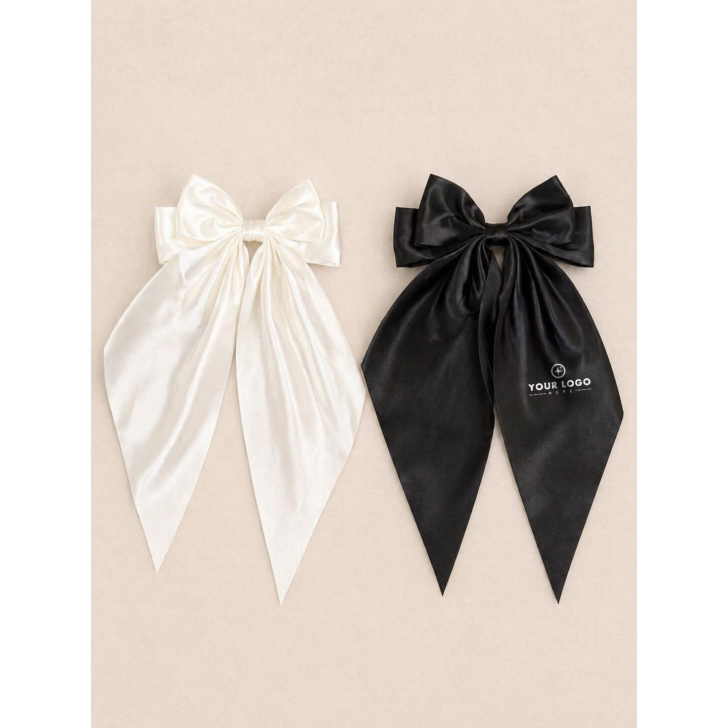 Large Satin Hair Bow Clip With Long Tails