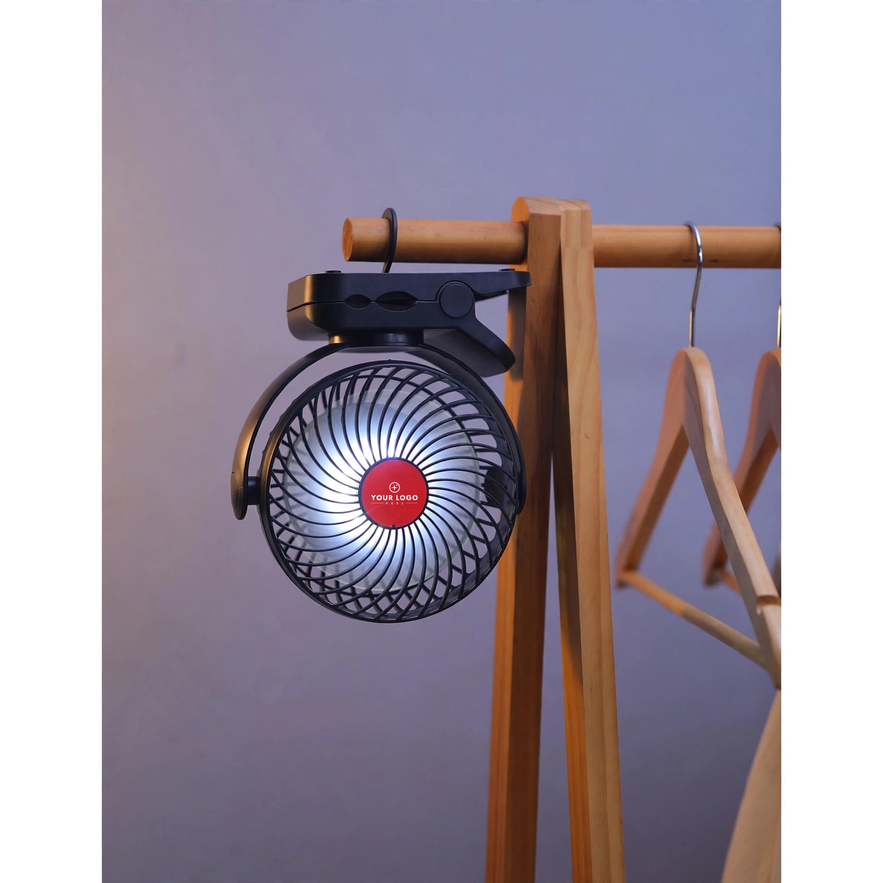 Rechargeable 3-Speed Mini Clip Fan With LED Light