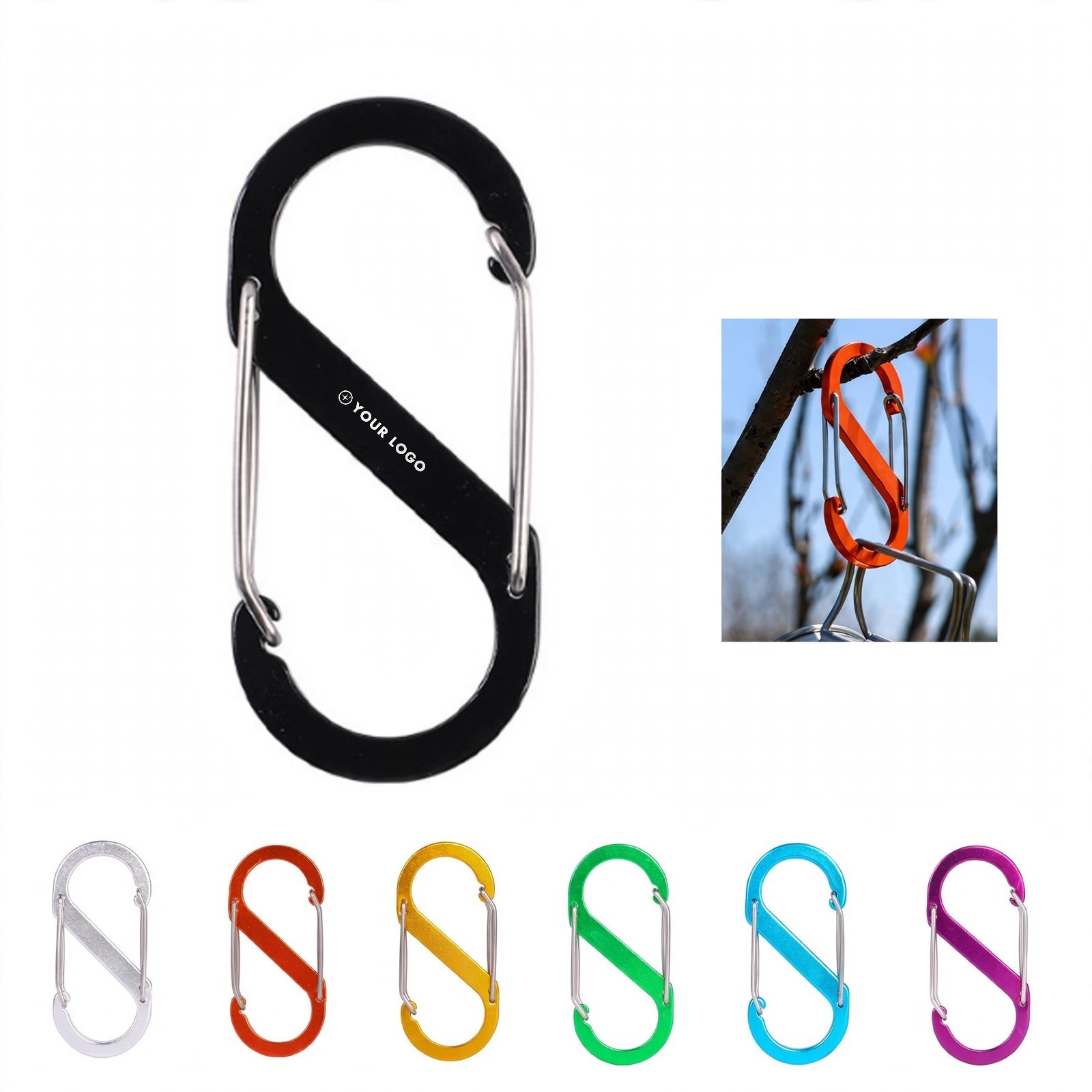 S-Shaped Aluminum Dual Carabiner Clip